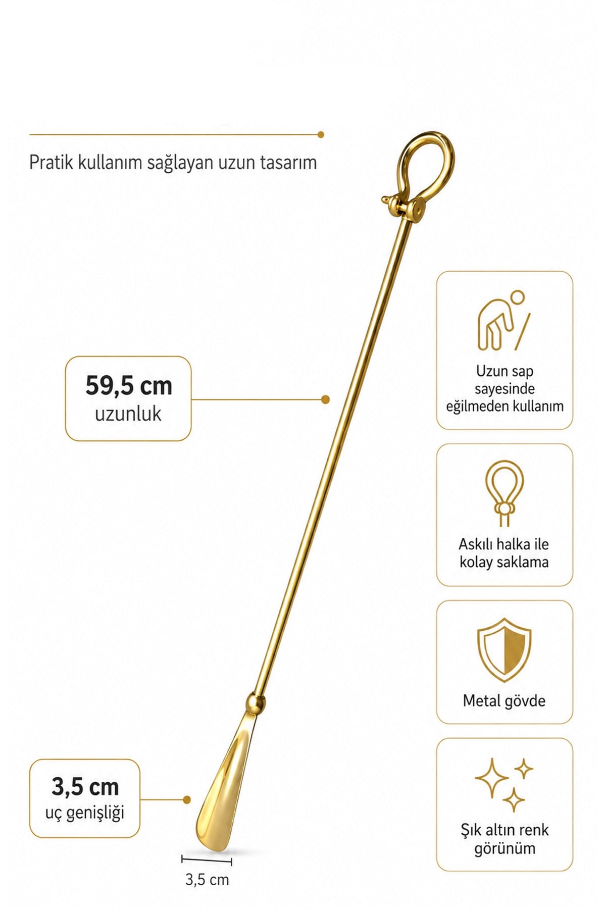 Petinka Pirinç Döküm Motifli Uzun Ayakkabı Çekeceği
