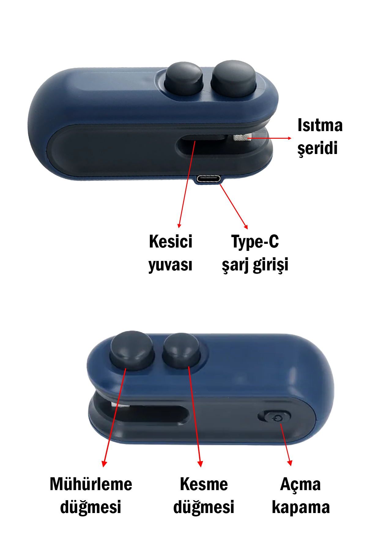 Poşet Kapatıcı Isıtıcı Sealer Kapatma Makinesi Pilli Poşet Ağzı Kapatma Mühürleme Makinası