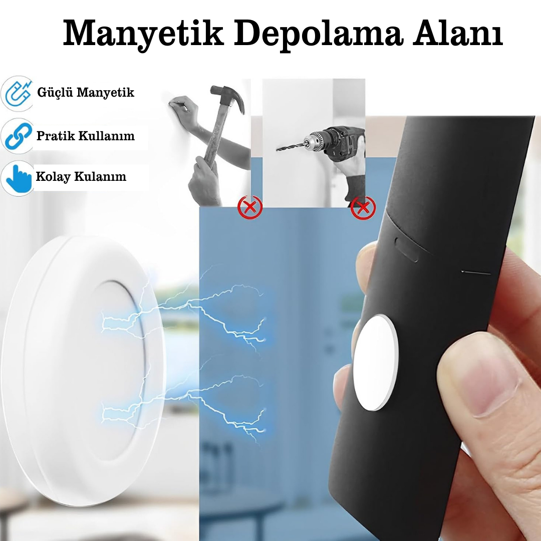 Pratik Yapışan Kolay Monte Duvar Sabitleme Mıknatıs Çok Amaçlı Kumanda Telefon Tutucu 2li