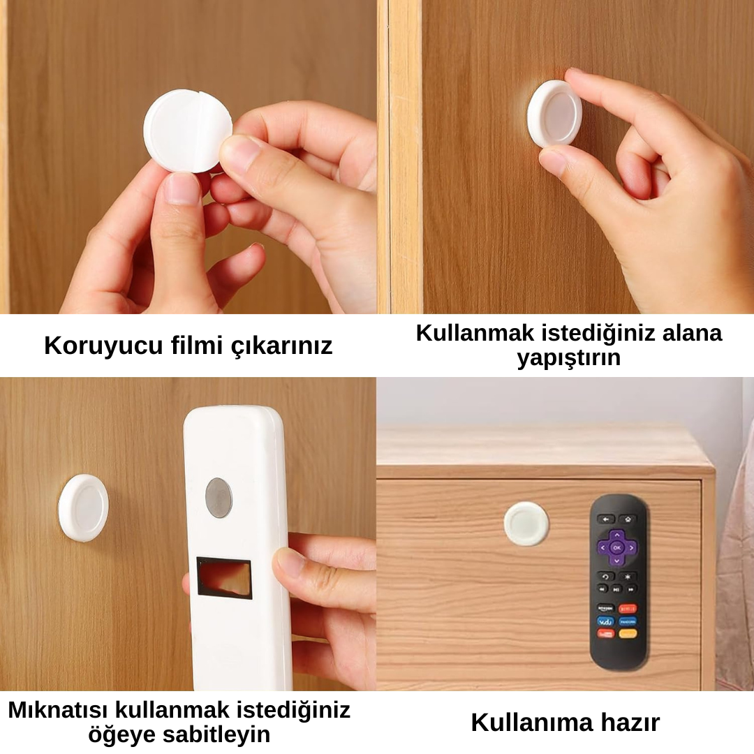 Pratik Yapışan Kolay Monte Duvar Sabitleme Mıknatıs Çok Amaçlı Kumanda Telefon Tutucu 2li