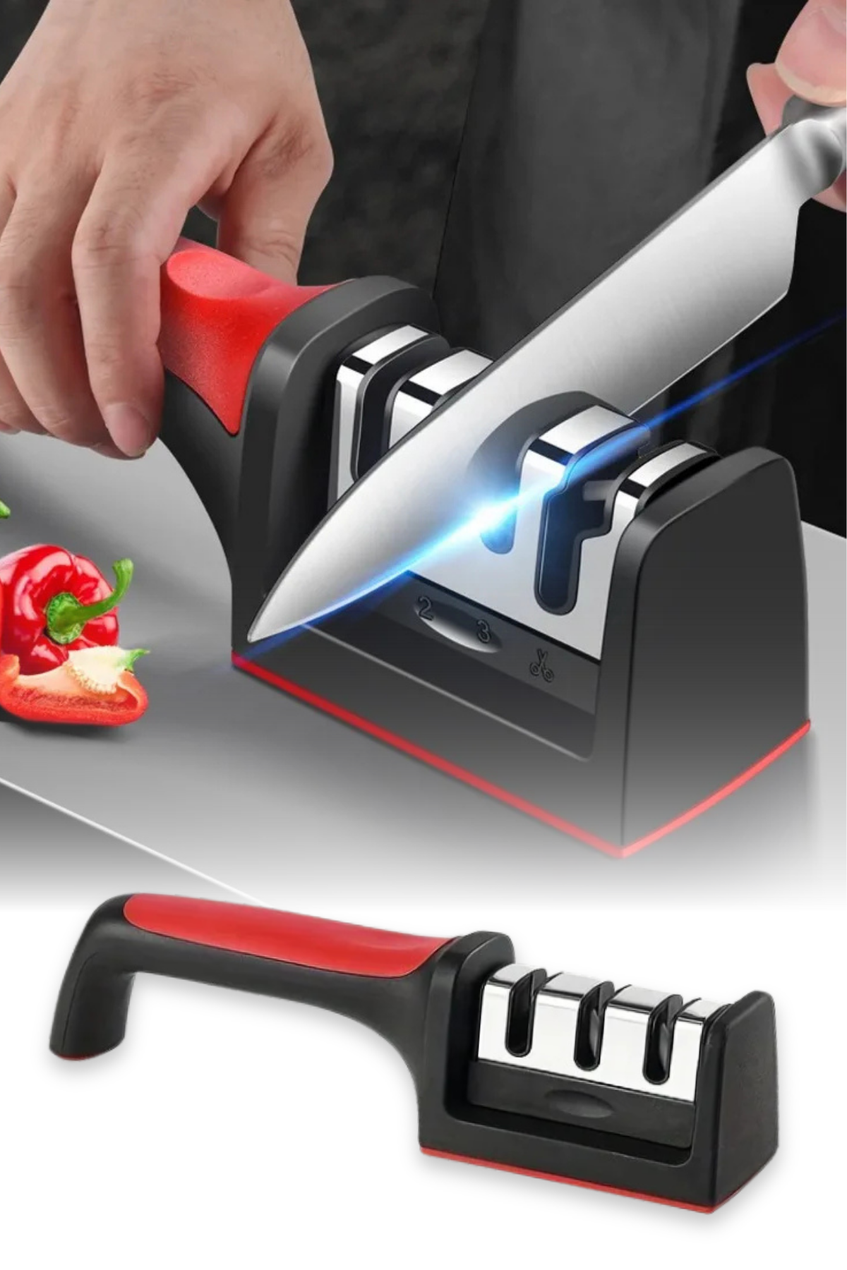 Profesyonel Bıçak Bileyici 3 Açılı Elmas Seramik Tungsten Çelik El Bıçakları Bileme