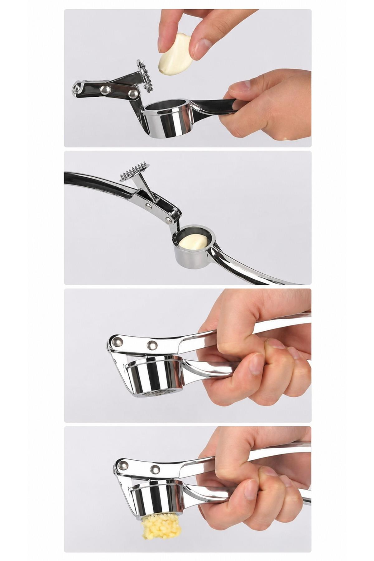 Sarımsak Ezici Paslanmaz Çelik Sarımsak Presi Ergonomik Saplı Mutfak Ezme Aparatı Pratik