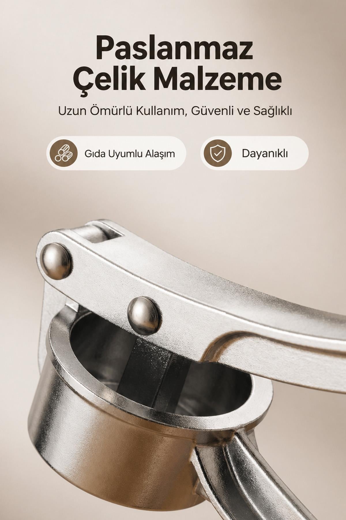 Sarımsak Ezici Paslanmaz Çelik Sarımsak Presi Ergonomik Saplı Mutfak Ezme Aparatı Pratik