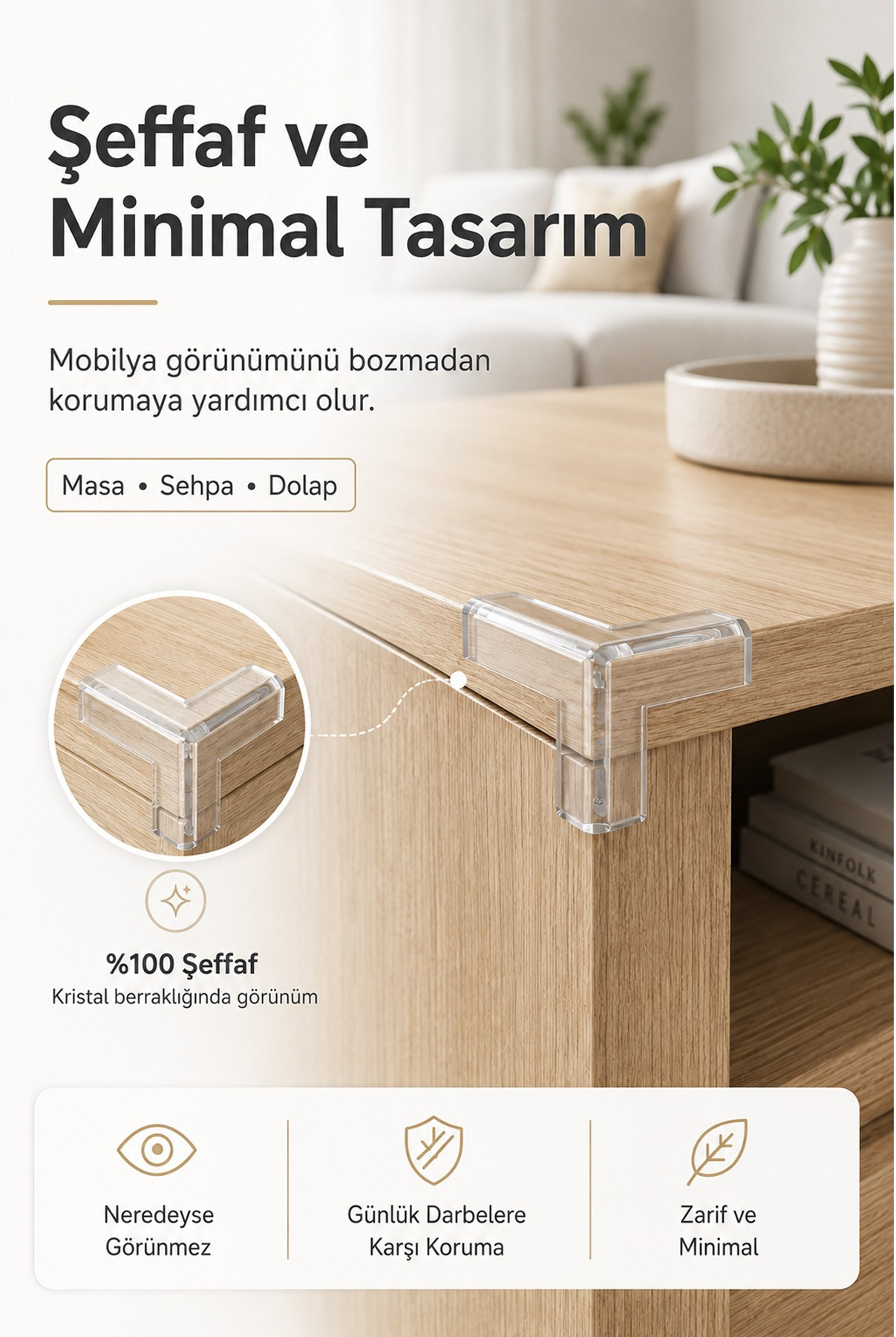 Şeffaf 8'li Silikon Masa Köşe Koruyucu Kenar Koruma Aparatı Çocuk Güvenlik Tamponu