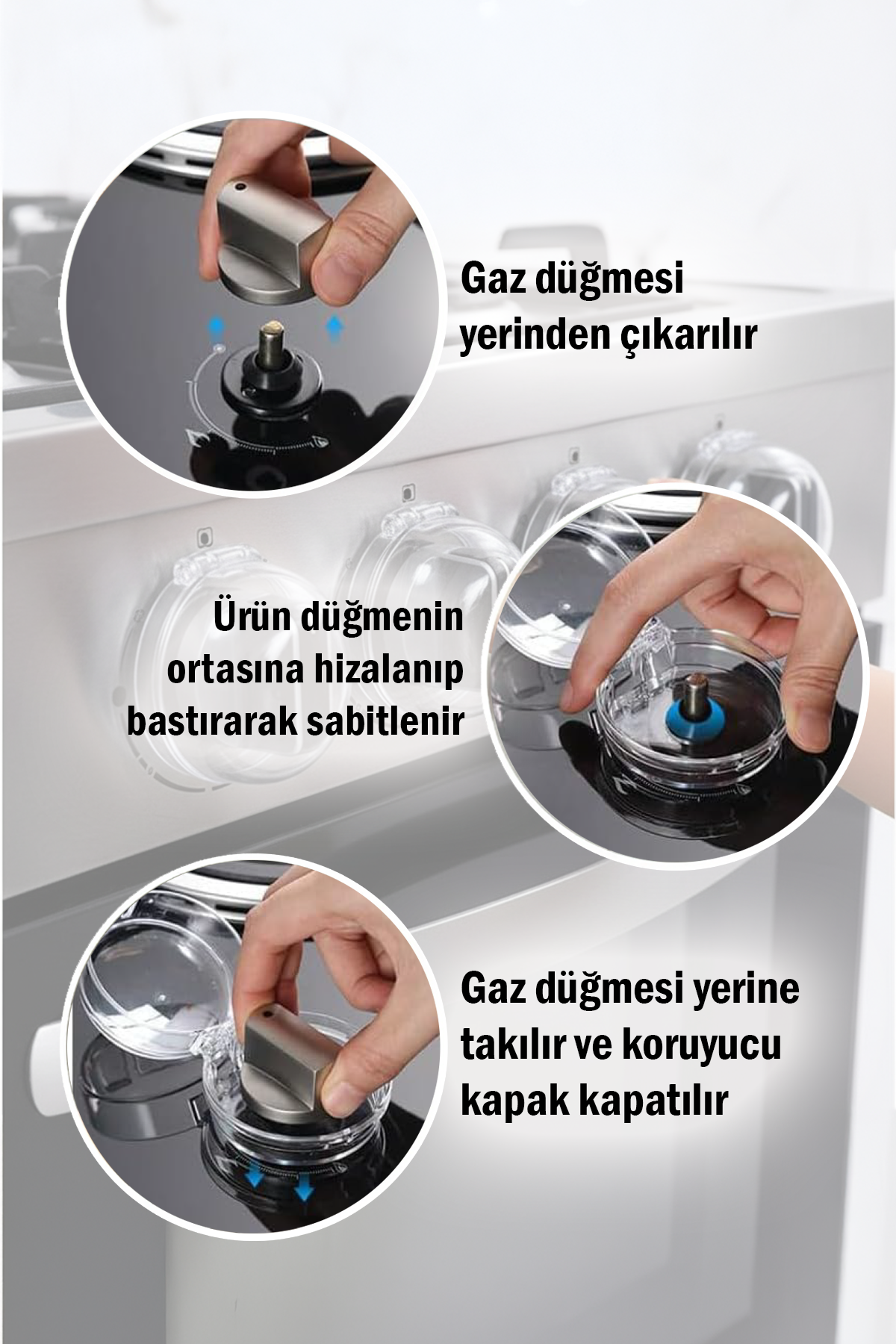 Şeffaf Gaz Ocak Düğme Koruyucu Kapağı Fırın Ocak Kontrol Düğmesi Çocuk Güvenlik Kilidi Aparatı