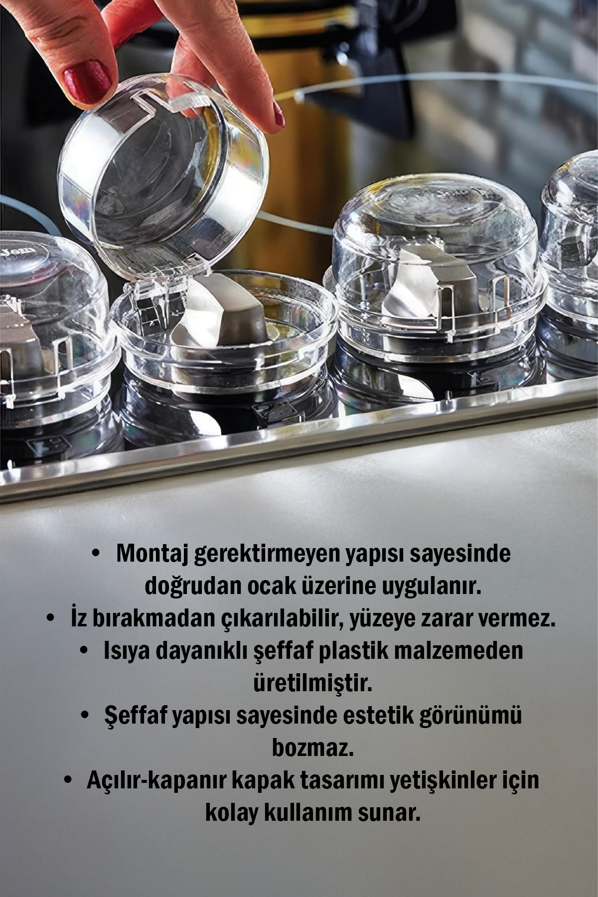 Şeffaf Gaz Ocak Düğme Koruyucu Kapağı Fırın Ocak Kontrol Düğmesi Çocuk Güvenlik Kilidi Aparatı
