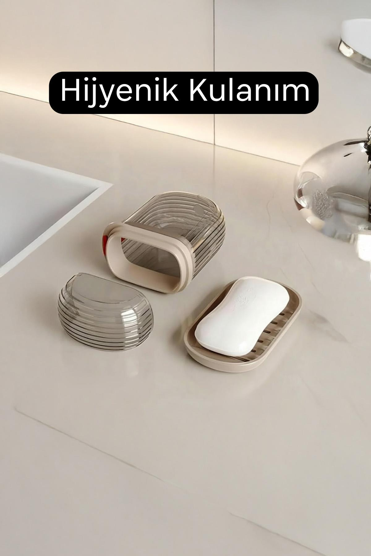 Şeffaf Kutu Şeklinde Plastik Katı Sabunluk Pratik Kullanımlı Hijyenik Banyo Sabun Kabı