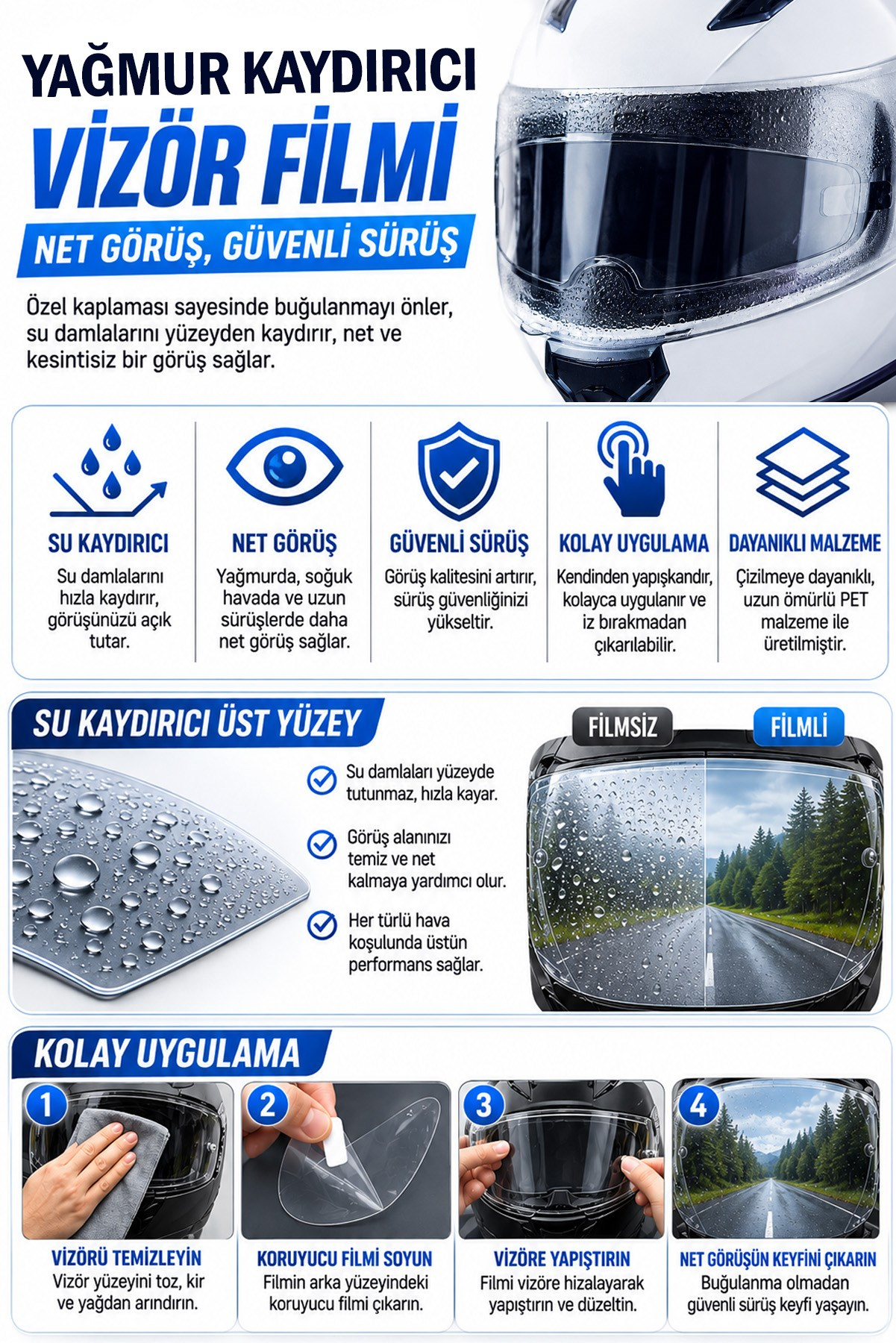 Şeffaf Motosiklet Kask Vizör Buğu Önleyici Film Yağmur Kaydırıcı Pinlock Tipi Koruyucu Lens
