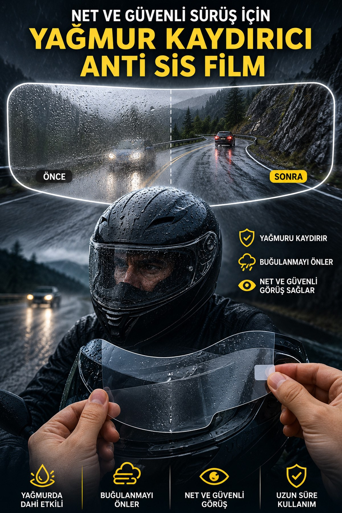 Şeffaf Motosiklet Kask Vizör Buğu Önleyici Film Yağmur Kaydırıcı Pinlock Tipi Koruyucu Lens