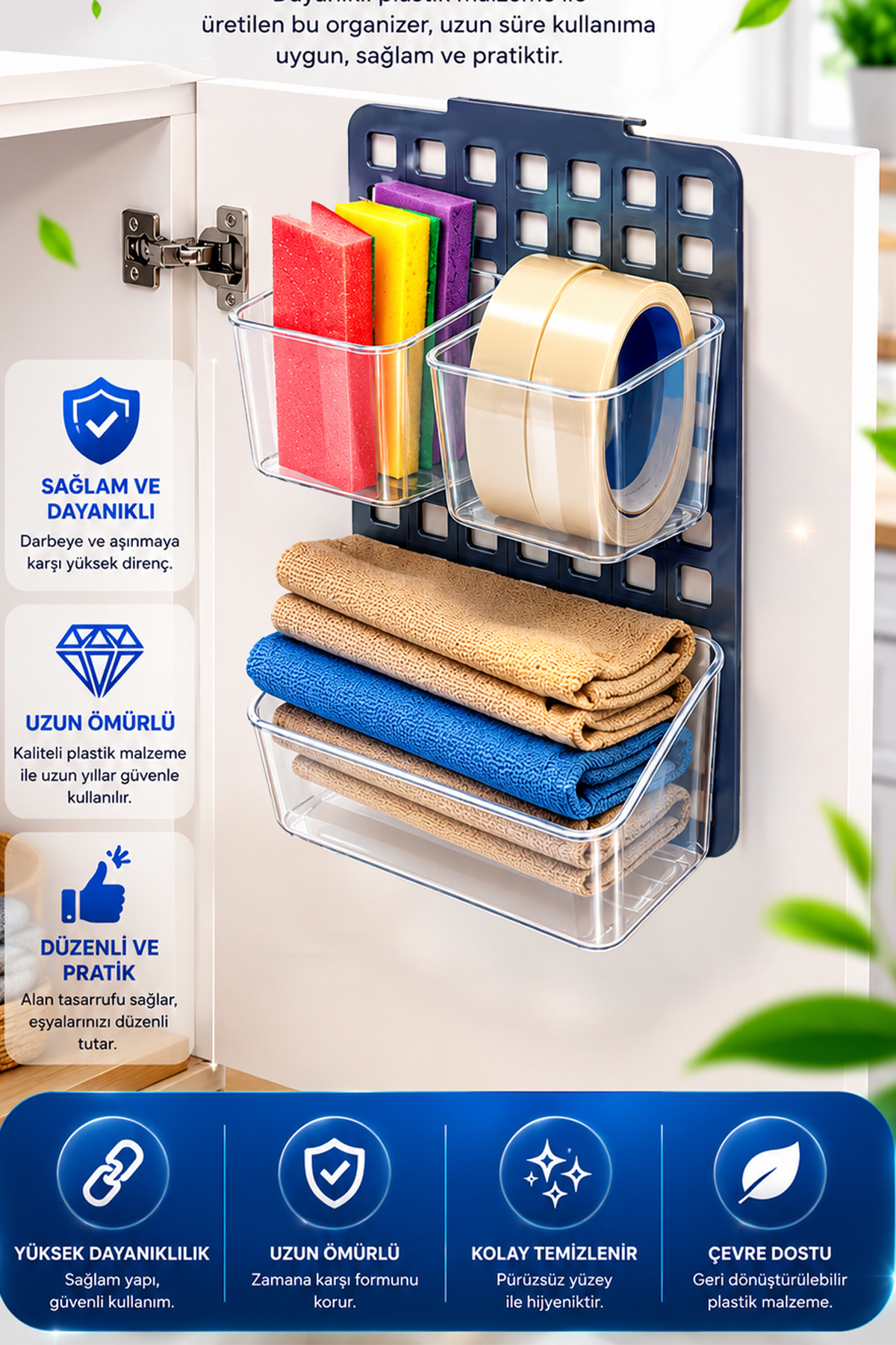 Seviye Ayarlanabilir Çok Amaçlı Düzenleyici Raf Mutfak Banyo Ofis Organizer Seti