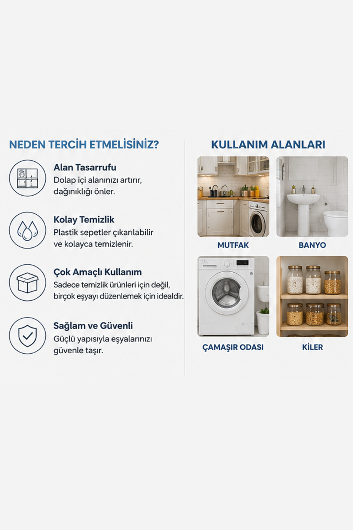 Seviye Ayarlanabilir Çok Amaçlı Düzenleyici Raf Mutfak Banyo Ofis Organizer Seti
