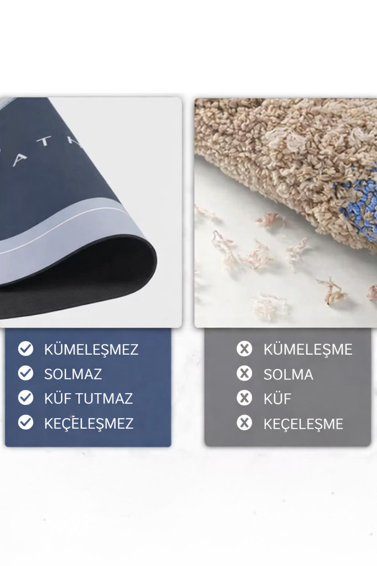 Sihirli Su Emici Banyo Paspası Kaydırmaz Tabanlı 35 Mm Kalınlık Abdest Ayak Kurulama Matı