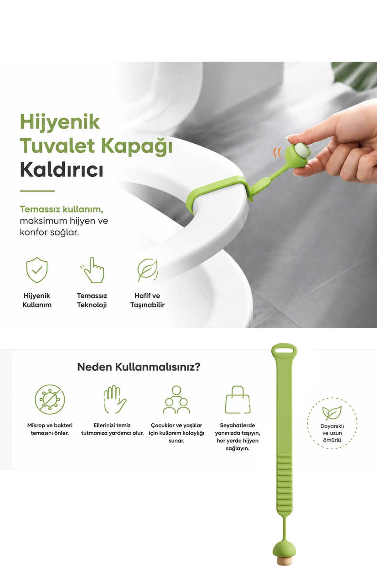 Silikon Klozet Kapağı Kaldırma Aparatı Hijyenik Tuvalet Kapağı Tutacağı 
