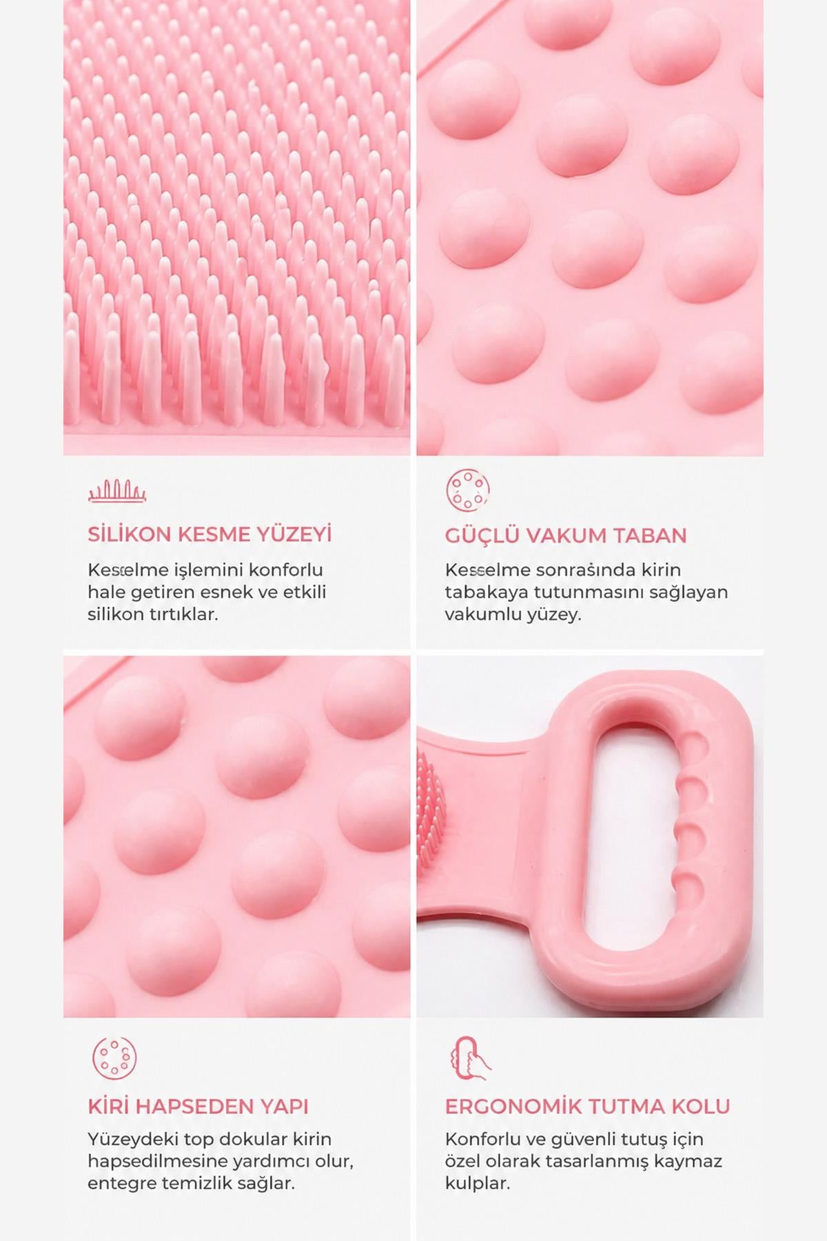 Silikon Sırt Kesesi Duş Lifi Çift Taraflı 70 cm Banyo Fırçası Vücut Temizleme Masaj Aparatı