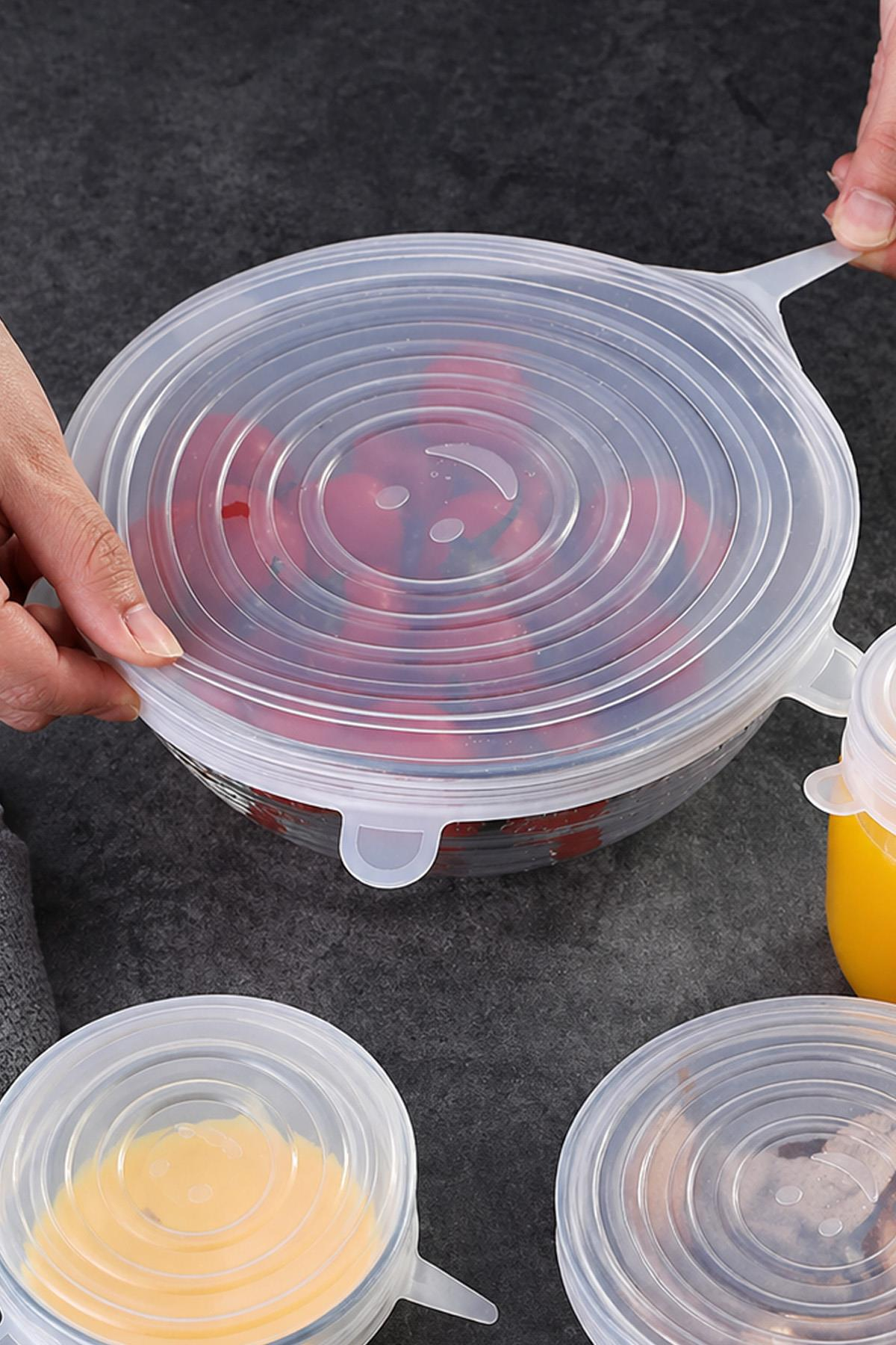 Silikon Streç Kapak Seti 6lı Taze Tutan Gıda Saklama Kapağı Tekrar Kullanılabilir Kapak
