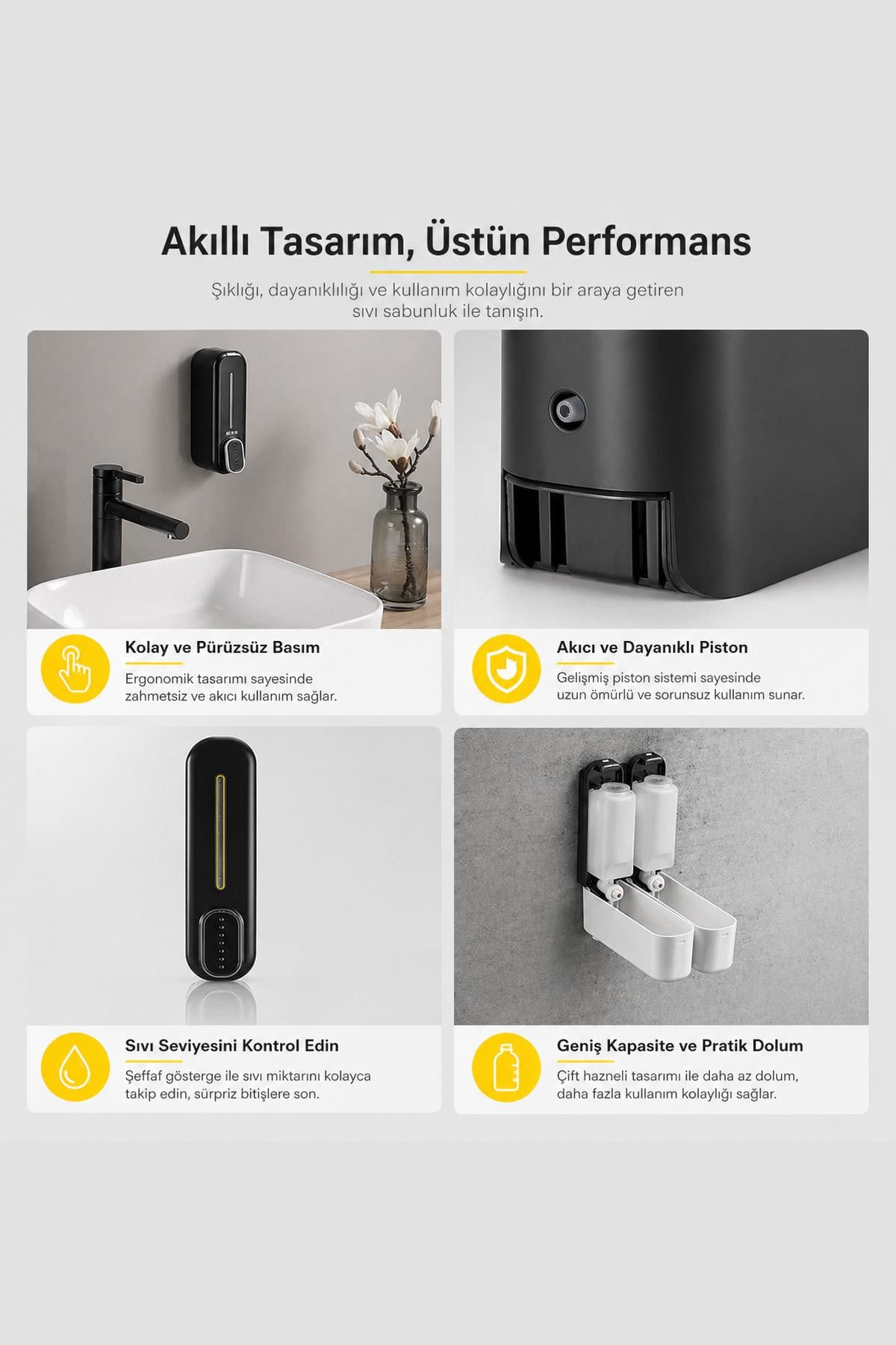 Sıvı Sabunluk Duvara Monte Manuel Dispenser Banyo Şampuan Sabunluk Duş Jel Aparatı