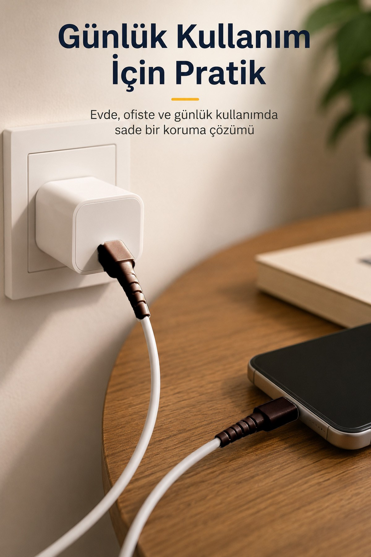Siyah Apple iPhone Kablo Ucu Koruyucu Silikon Lightning Şarj Kablosu Kırılma Önleyici Aparat