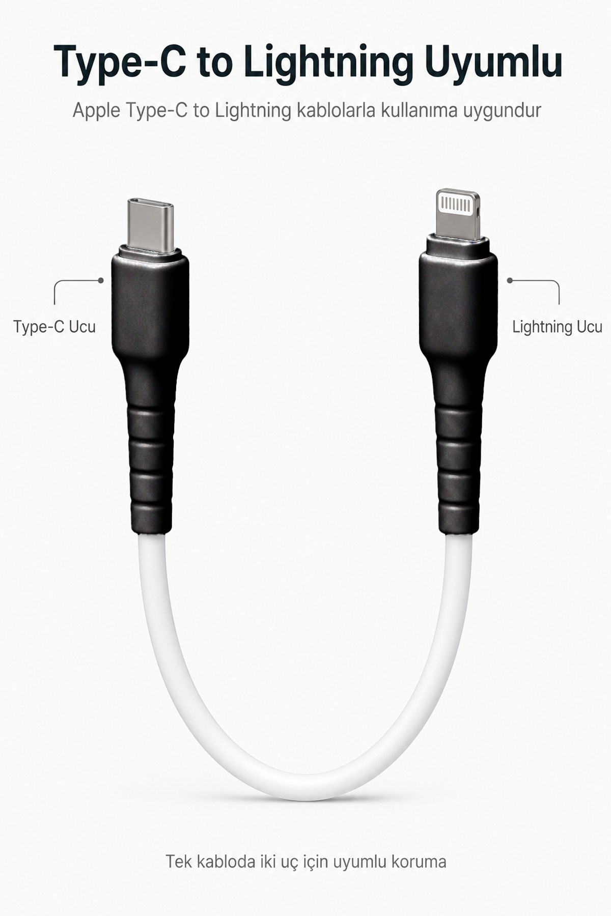 Siyah Apple iPhone Kablo Ucu Koruyucu Silikon Lightning Şarj Kablosu Kırılma Önleyici Aparat