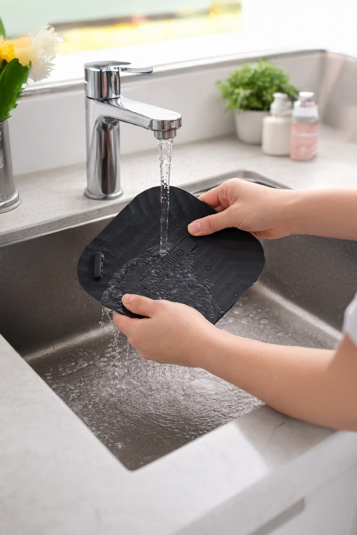 Siyah Kare ve Siyah Evye  Silikon Gider Kapağı 2'li Set  Koku Önleyici Banyo Mutfak Gider Tıkacı
