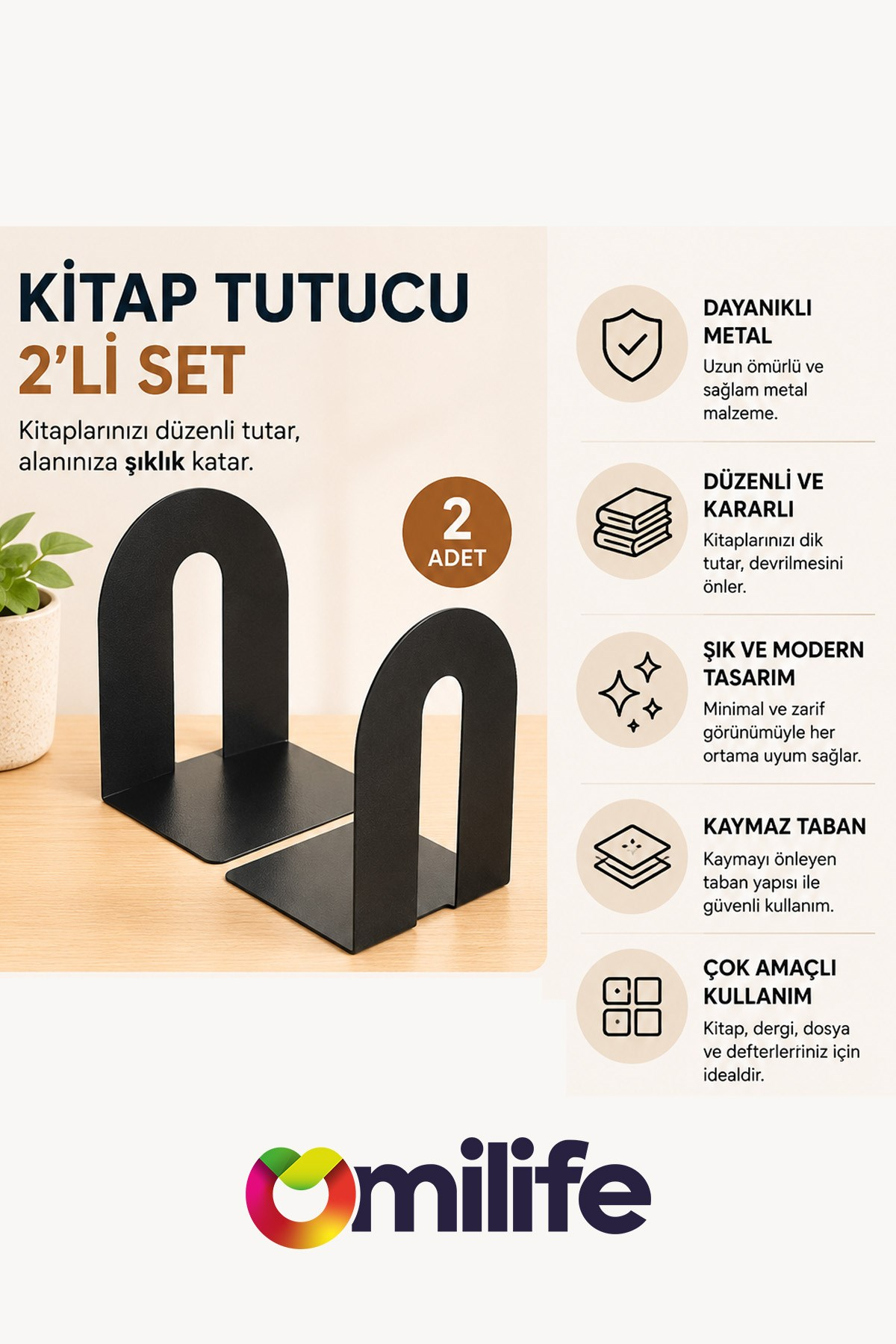 Siyah Metal Kitap Desteği 2 Adet Kitap Tutucu Ev Ofis Dekoratif Kitap Ayracı