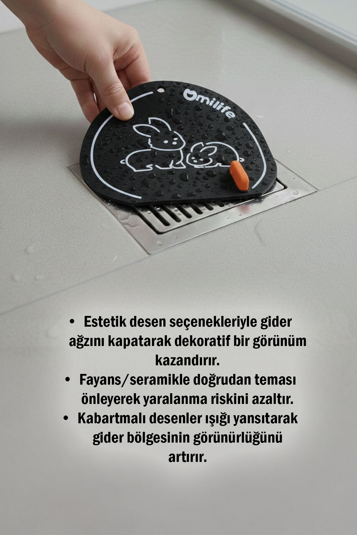 Siyah Renk Banyo Ve Mutfak Lavabo Koku Önleyici Gider Koruyucu Silikon Sızdırmaz Ped