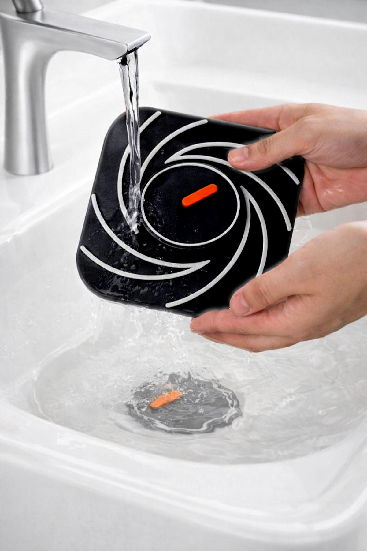 Siyah Silikon Gider Kapağı Delikli Koku Önleyici Lavabo Süzgeci Banyo Mutfak Gider Matı 15x15