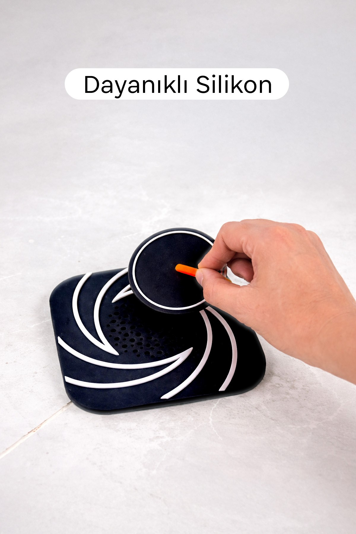 Siyah Silikon Gider Kapağı Delikli Koku Önleyici Lavabo Süzgeci Banyo Mutfak Gider Matı 15x15