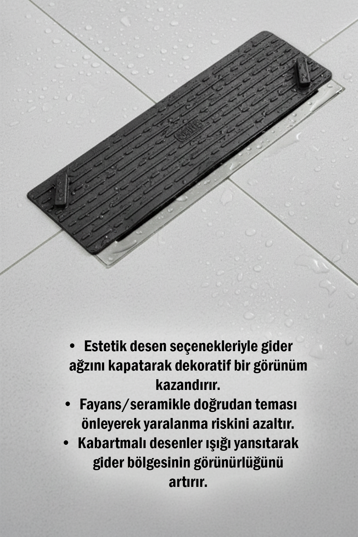 Siyah Uzun Silikon Kötü Koku Önleyici Mat Gider Kapağı Tıpası – Banyo, Mutfak ve Balkon Lavabo Giderleri İçin