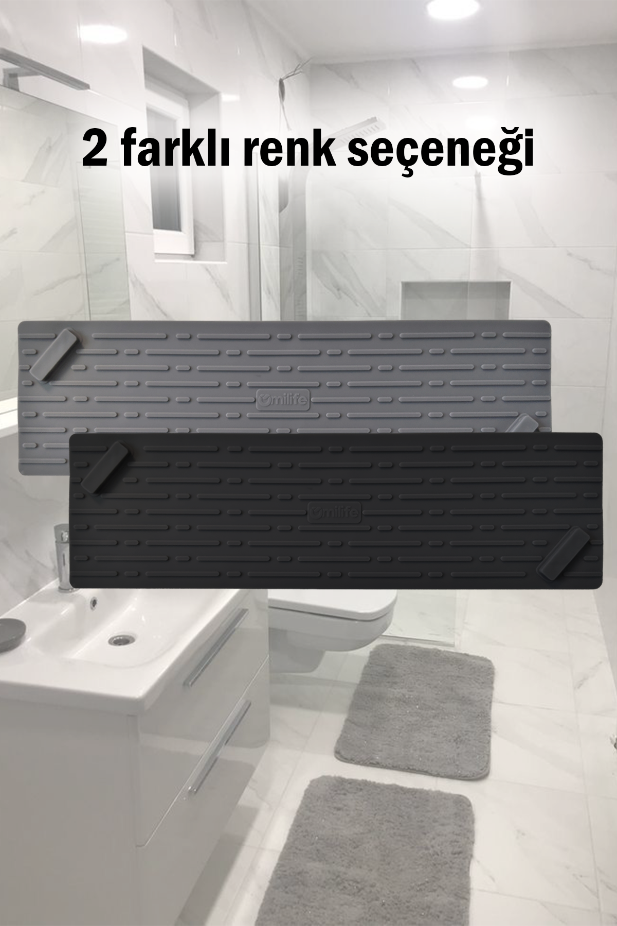 Siyah Uzun Silikon Kötü Koku Önleyici Mat Gider Kapağı Tıpası – Banyo, Mutfak ve Balkon Lavabo Giderleri İçin