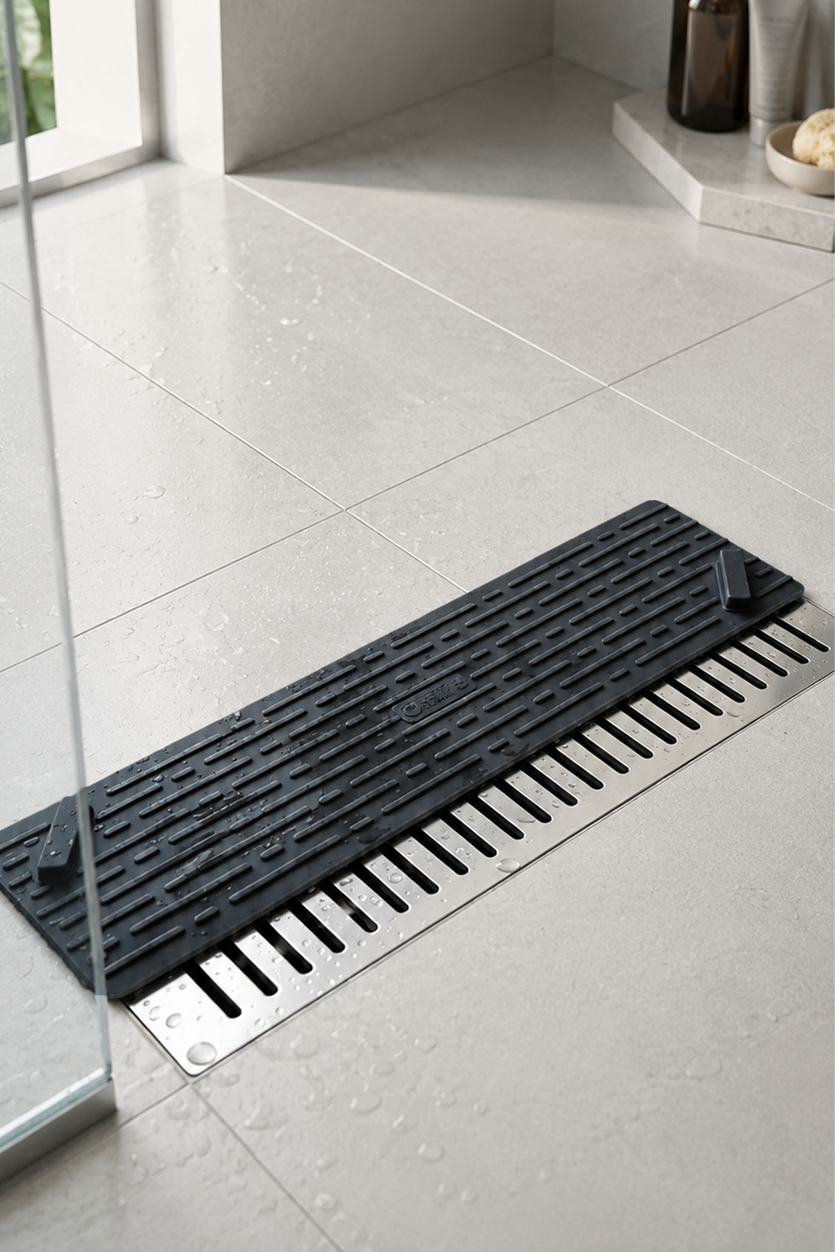 Siyah Uzun ve Gri Kare Tasarımlı Koku Önleyici Silikon Gider Kapakları Banyo Mutfak ve Balkon İçin 2li Şık ve Hijyenik Gider Seti