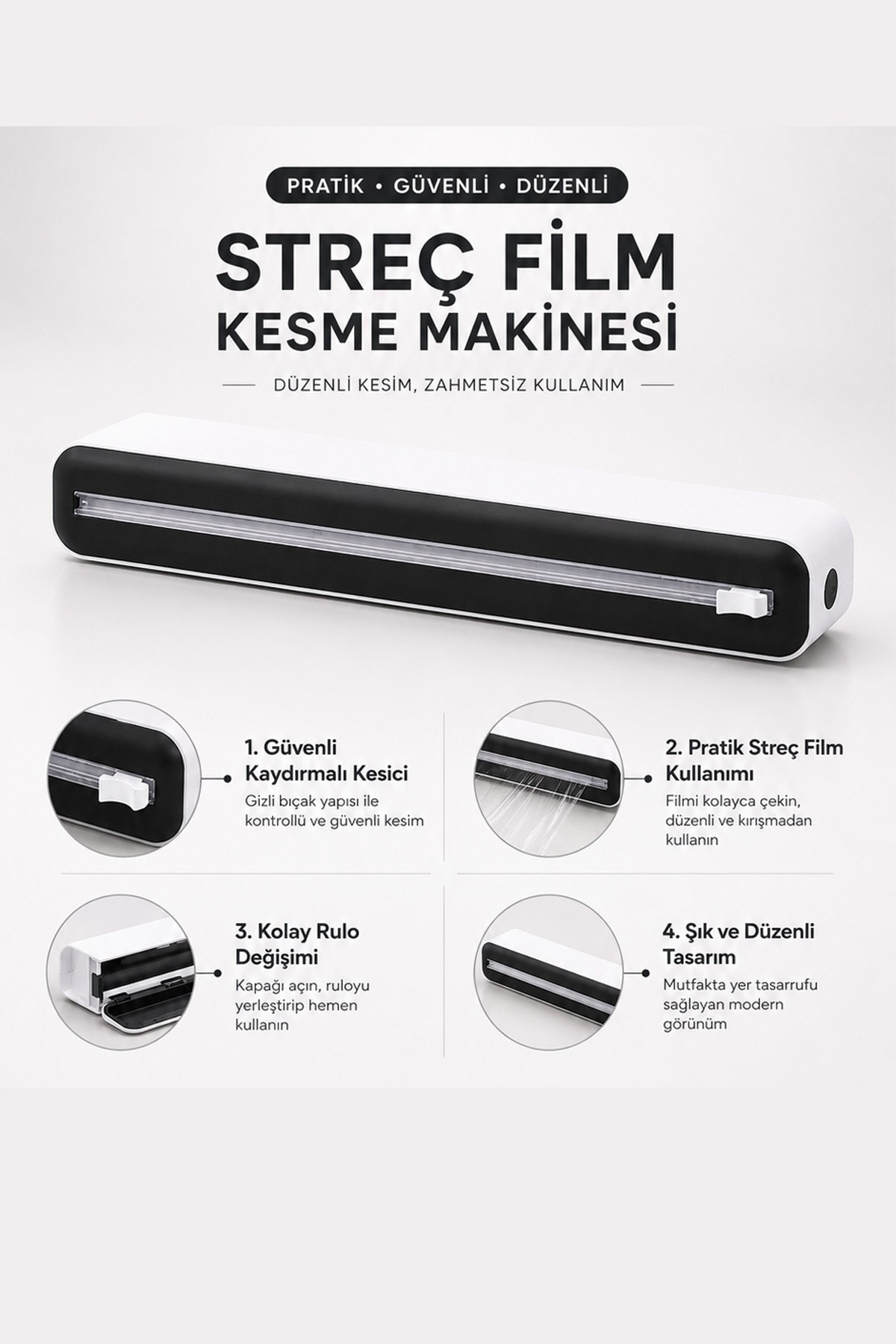 Streç Film Kesme Aparatı Vantuzlu Streç Film ve Folyo Kesici