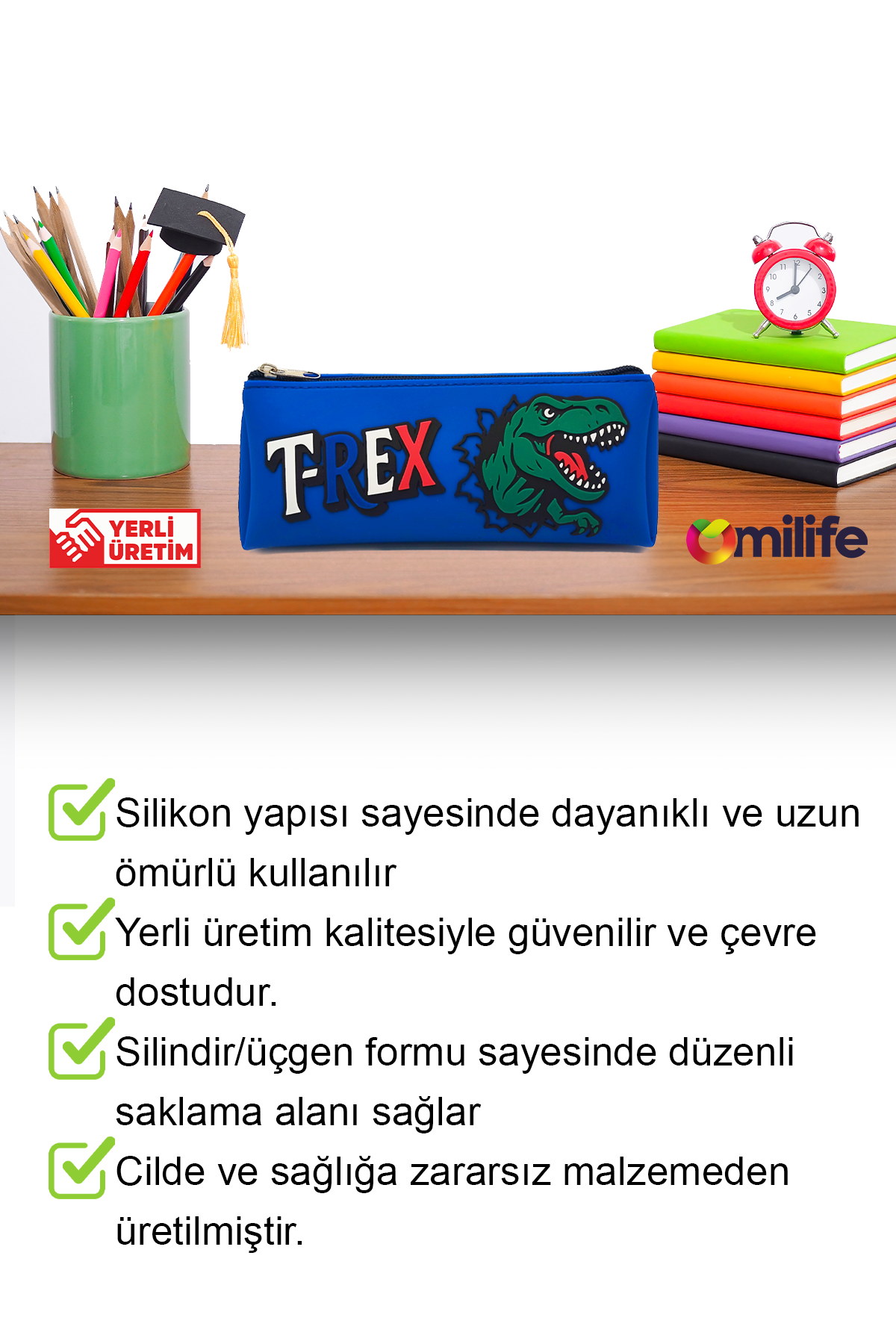 T-Rex Tasarımlı PVC Kalem Kutusu – Dayanıklı Silikon Yapı, Çocuklar için Şık ve Kullanışlı Saklama Kutusu, Çevre Dostu ve Uzun Ömürlü