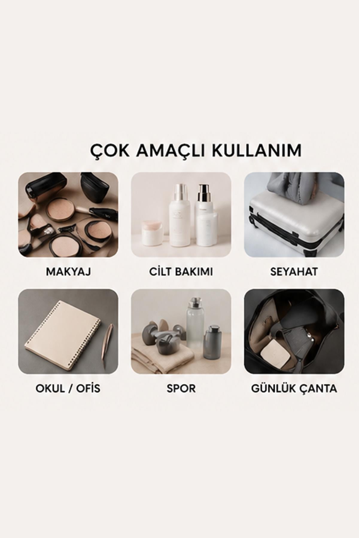 Takı Makyaj Çantası 4lü Set İçiçe Organizer Kozmetik Çanta Seyahat Düzenleyici Seti