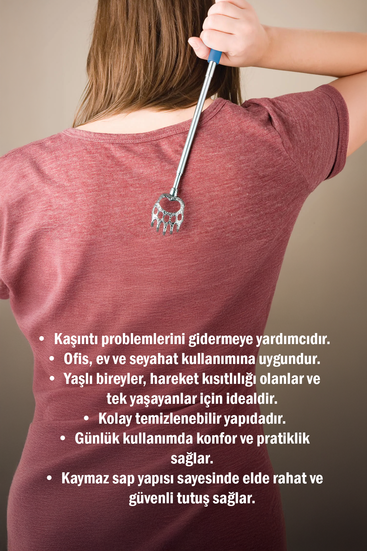 Teleskopik Sırt Kaşıma Aparatı Açılır Kapanır Sırt Kaşıyıcı Metal Aparat 1 Adet