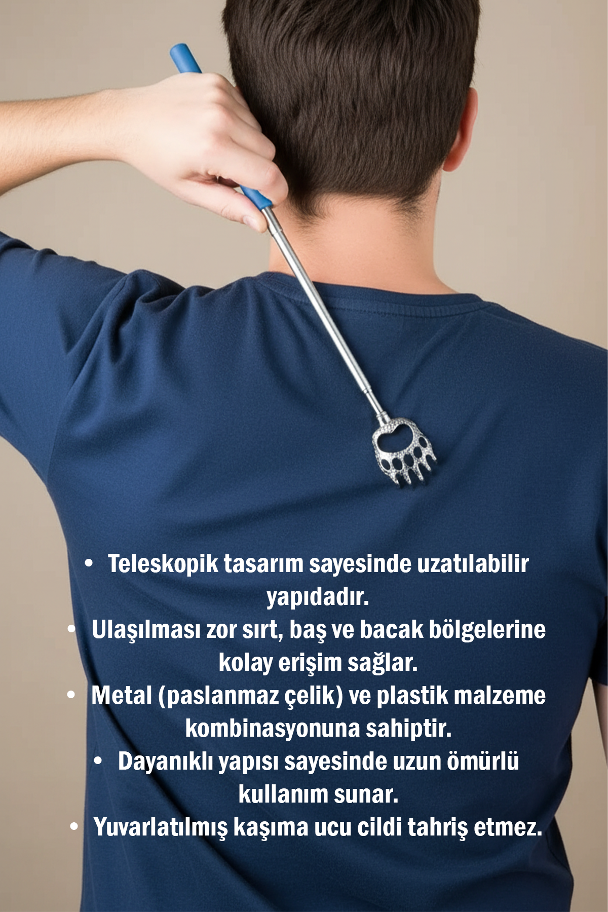 Teleskopik Sırt Kaşıma Aparatı Açılır Kapanır Sırt Kaşıyıcı Metal Aparat 1 Adet