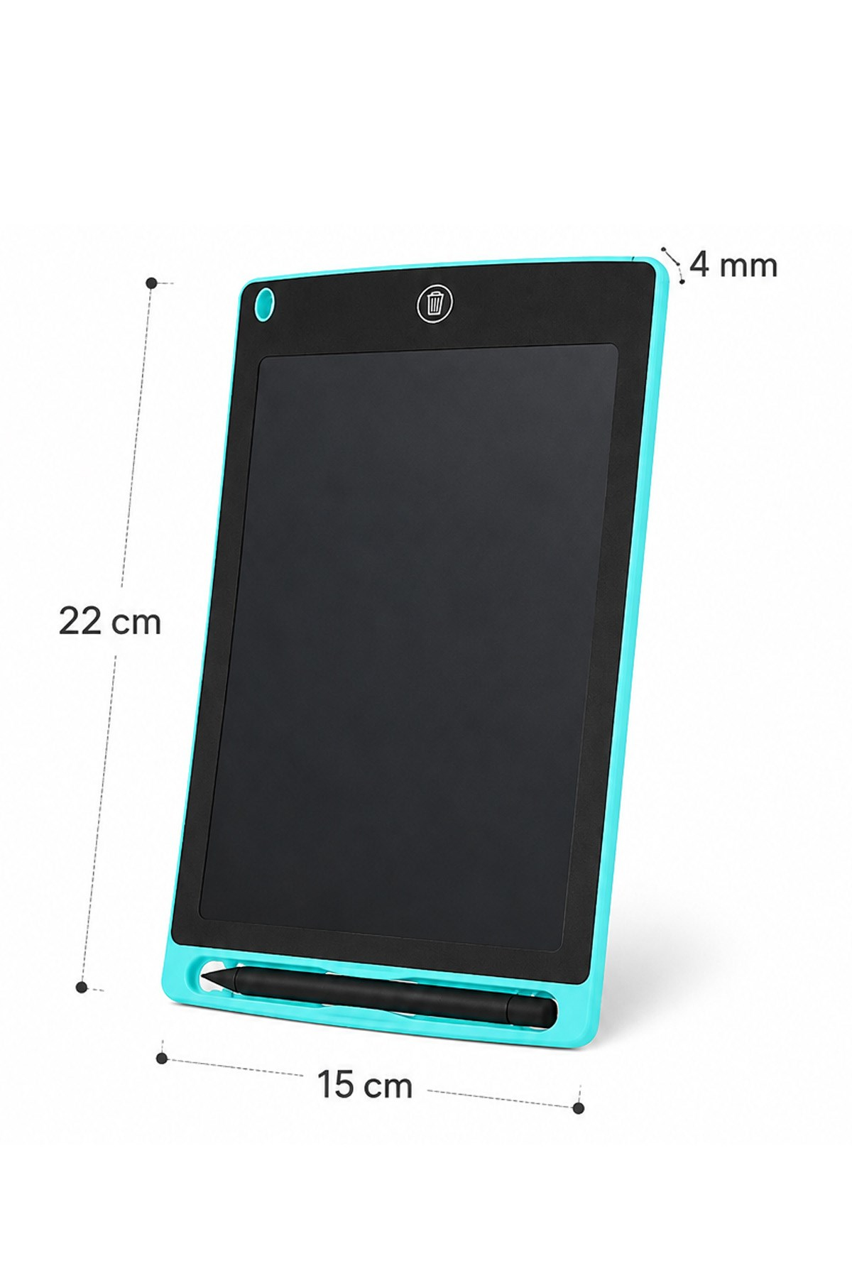 Turkuaz Pilli Tablet Çocuk Yazı Çizim Tableti 8.5 İnç Silinebilir LCD Tahta 22x15 cm