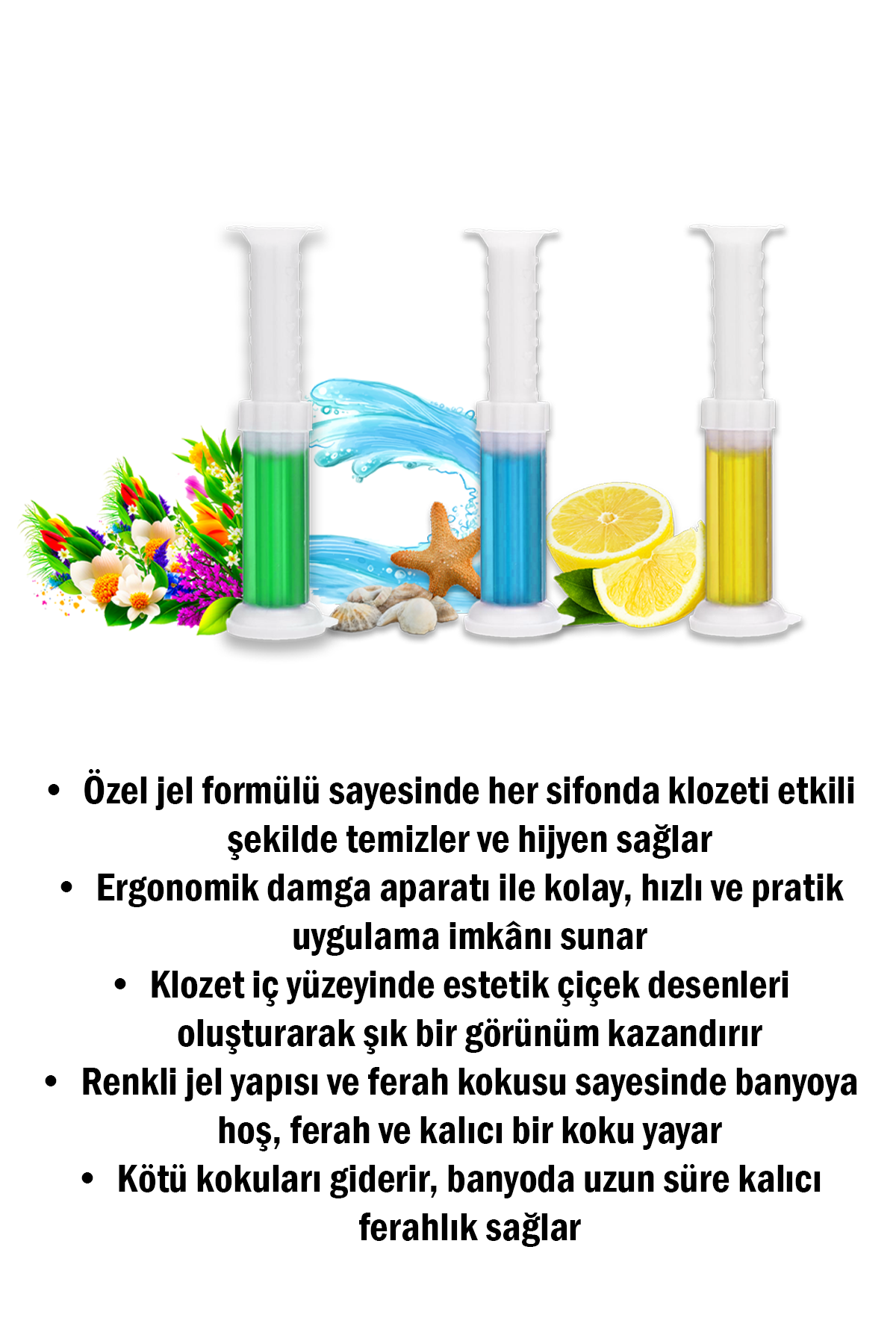 Tuvalet Temizleme Jeli Klozet Banyo Koku Giderici Damga Seti Desenli Koku Giderici 3 Adet Set