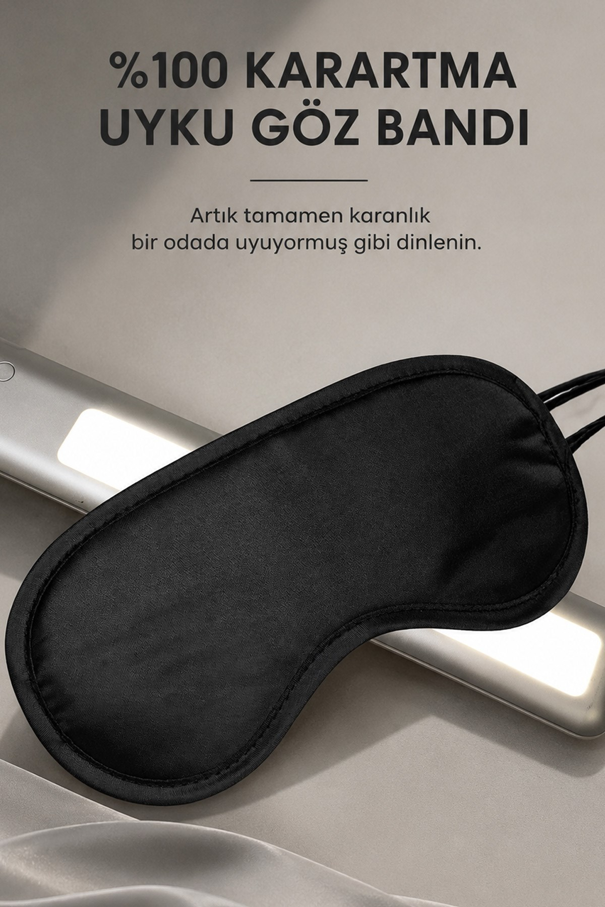 Unisex Yıkanabilir Uyku Maskesi Işık Önleyici Siyah Göz Bandı