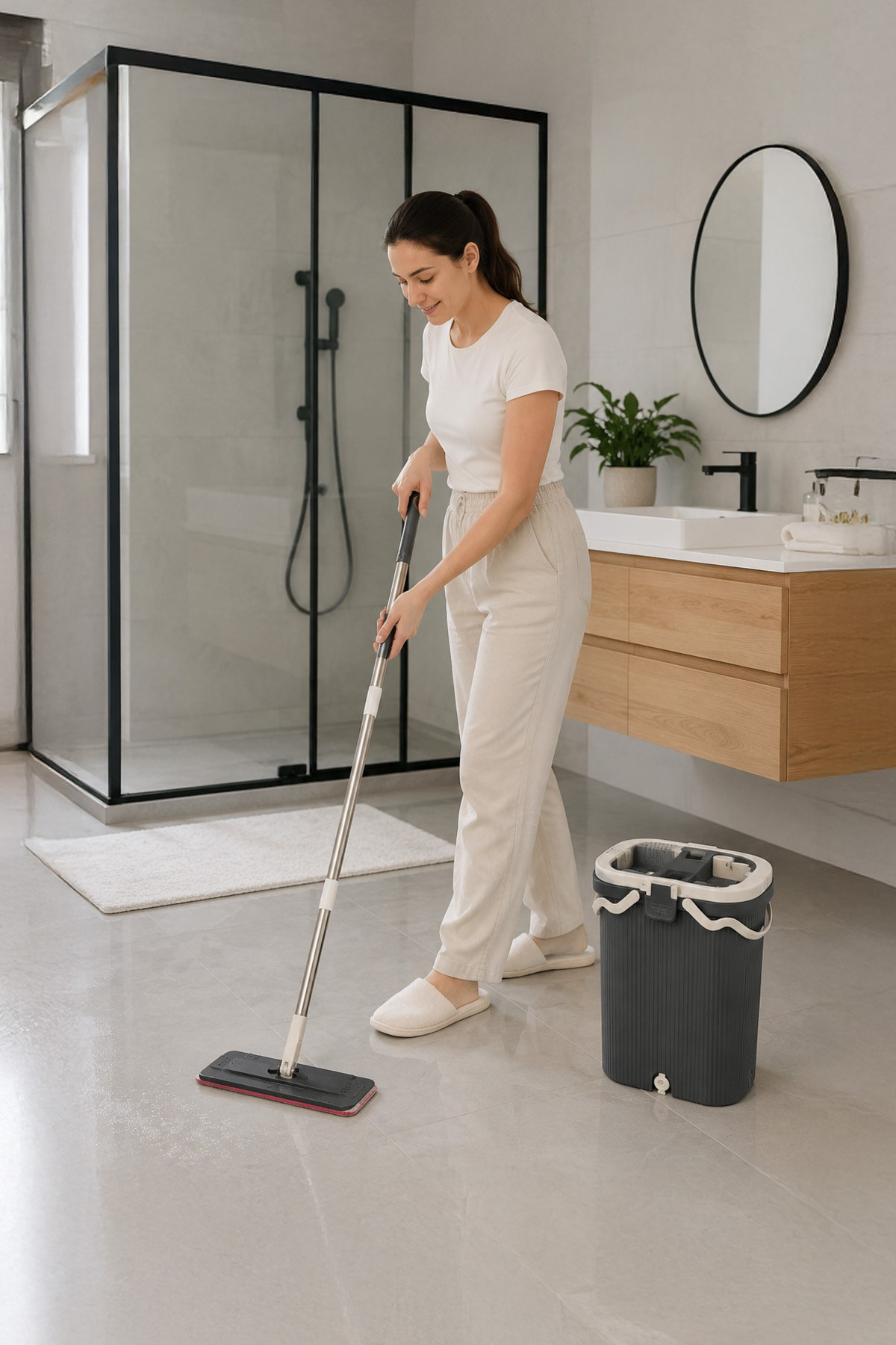 VIPSET Pro Tablet Mop Temizlik Seti %100 Temiz Su Antrasit – Temiz & Kirli Su Ayrımlı VP-601