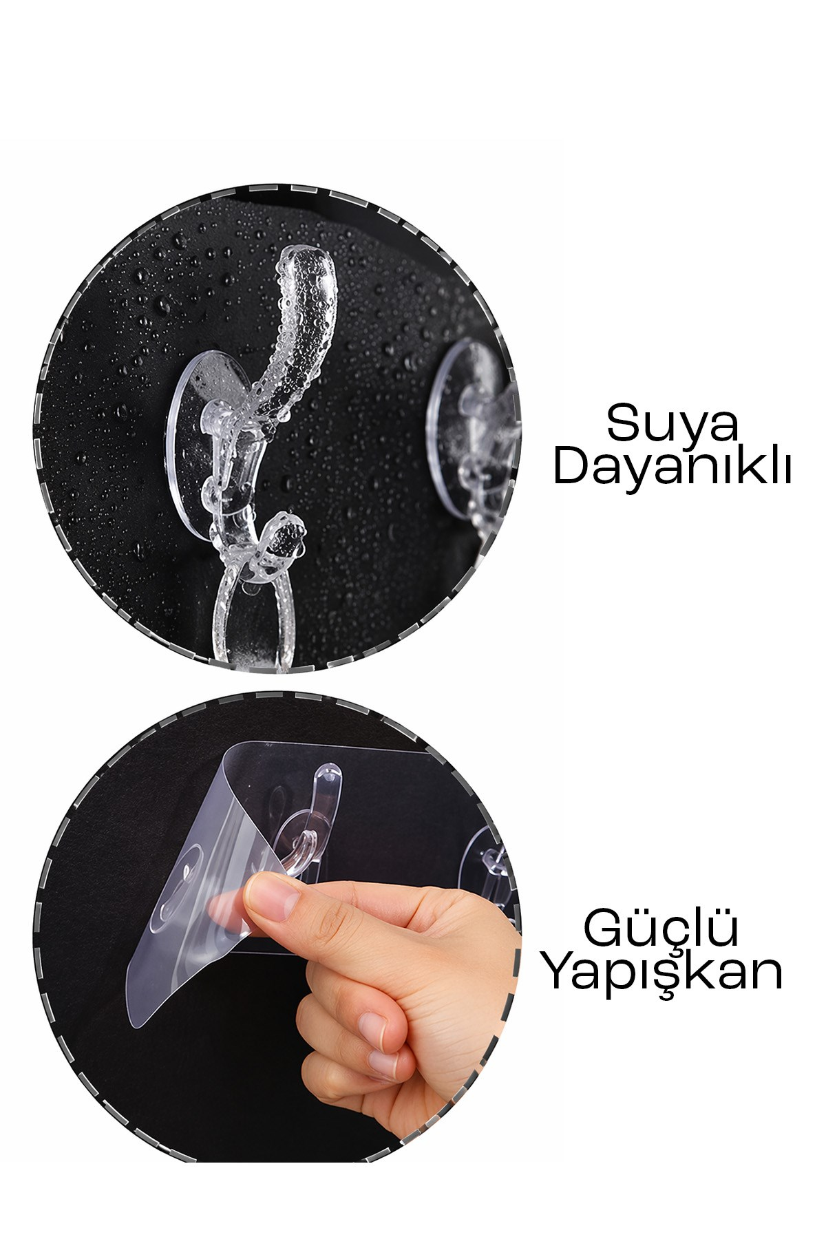Yapışkanlı 5 Kancalı Askı Şeffaf Duvar Organizer Banyo Mutfak Çoklu Askı Aparatı
