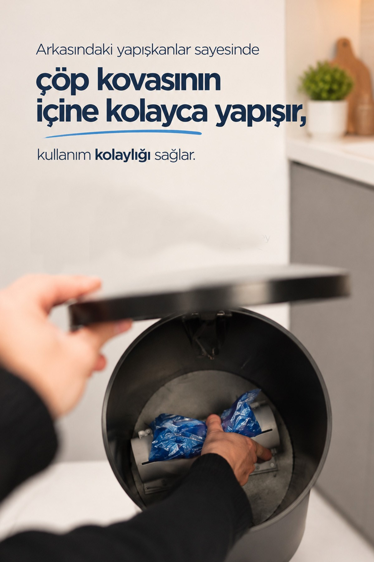Yapışkanlı Çöp Poşeti Tutucu Portatif Çöp Poşeti Haznesi Mutfak Çöp Poşeti Askısı