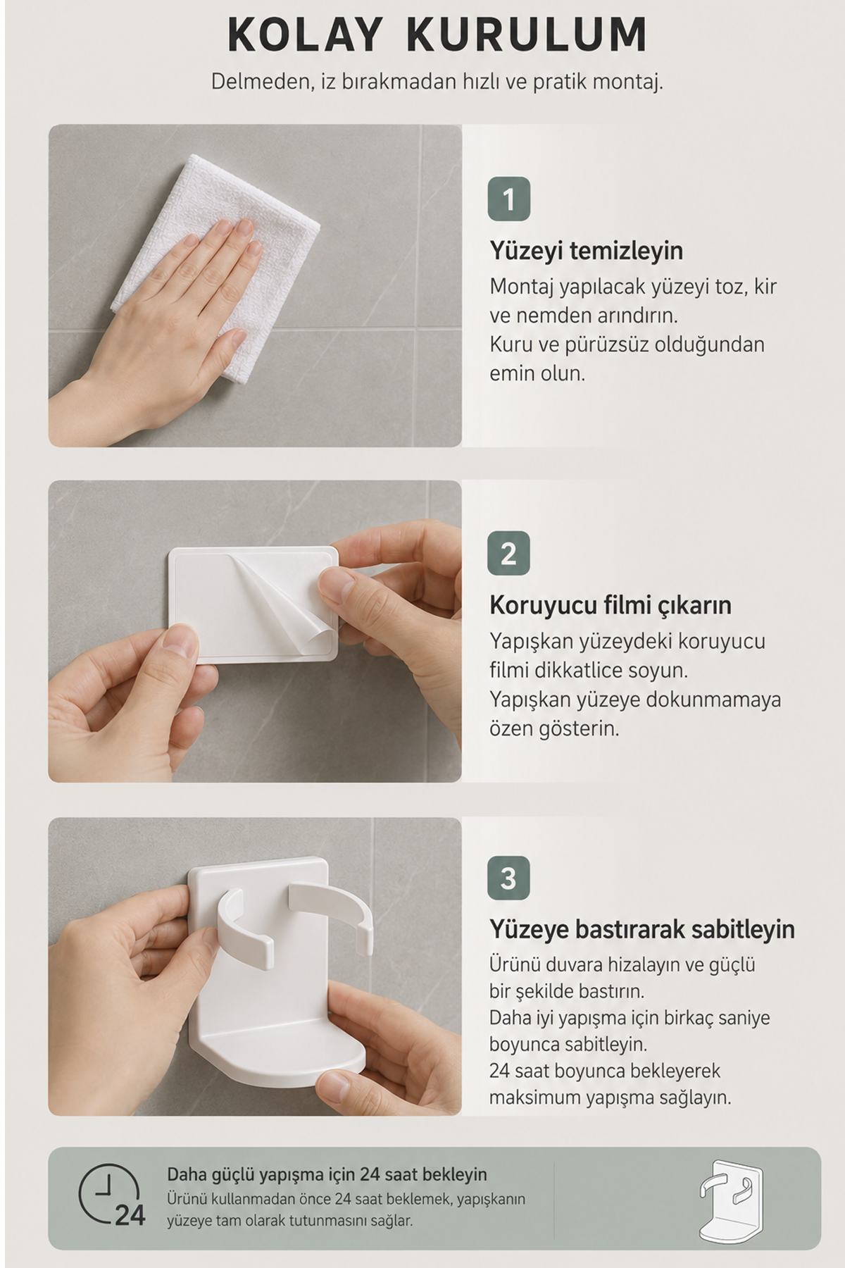 Yapışkanlı Duvar Rafı Baharatlık Sabunluk Tıraş Makinesi Saç Maşası Tarak Organizeri