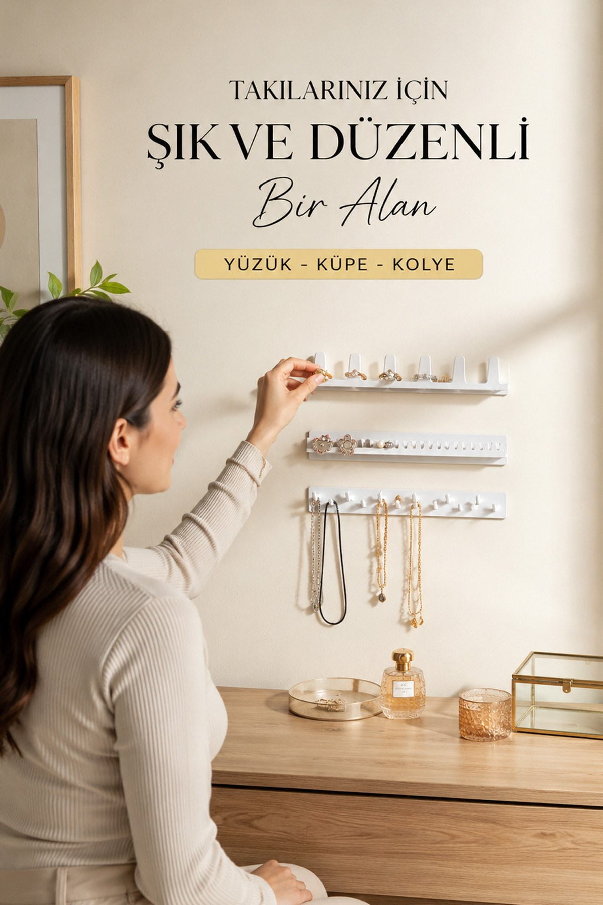 Yapışkanlı Takı Organizer Askısı Kolye Küpe Yüzük Bileklik Düzenleyici Takı Askılığı