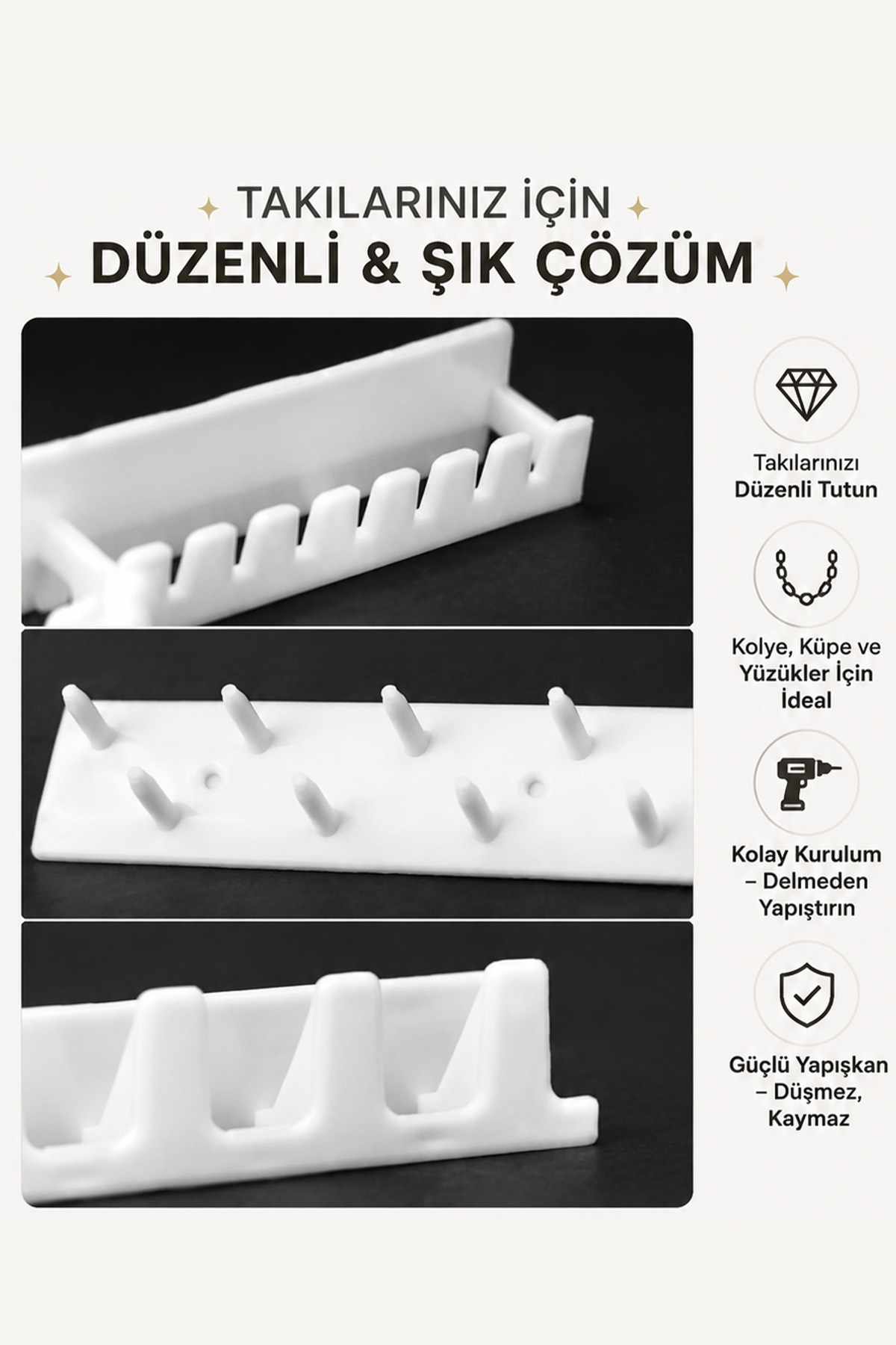 Yapışkanlı Takı Organizer Askısı Kolye Küpe Yüzük Bileklik Düzenleyici Takı Askılığı