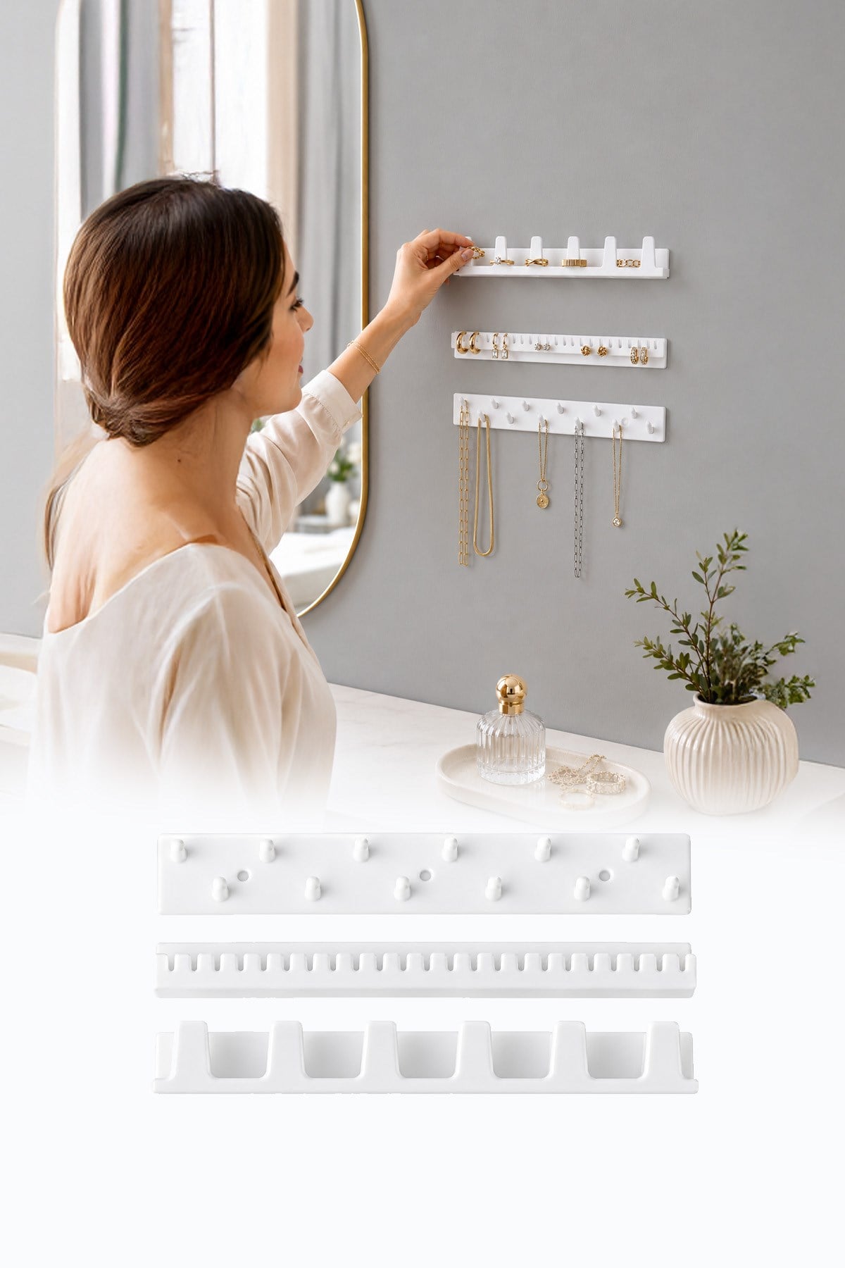 Yapışkanlı Takı Organizer Askısı Kolye Küpe Yüzük Bileklik Düzenleyici Takı Askılığı