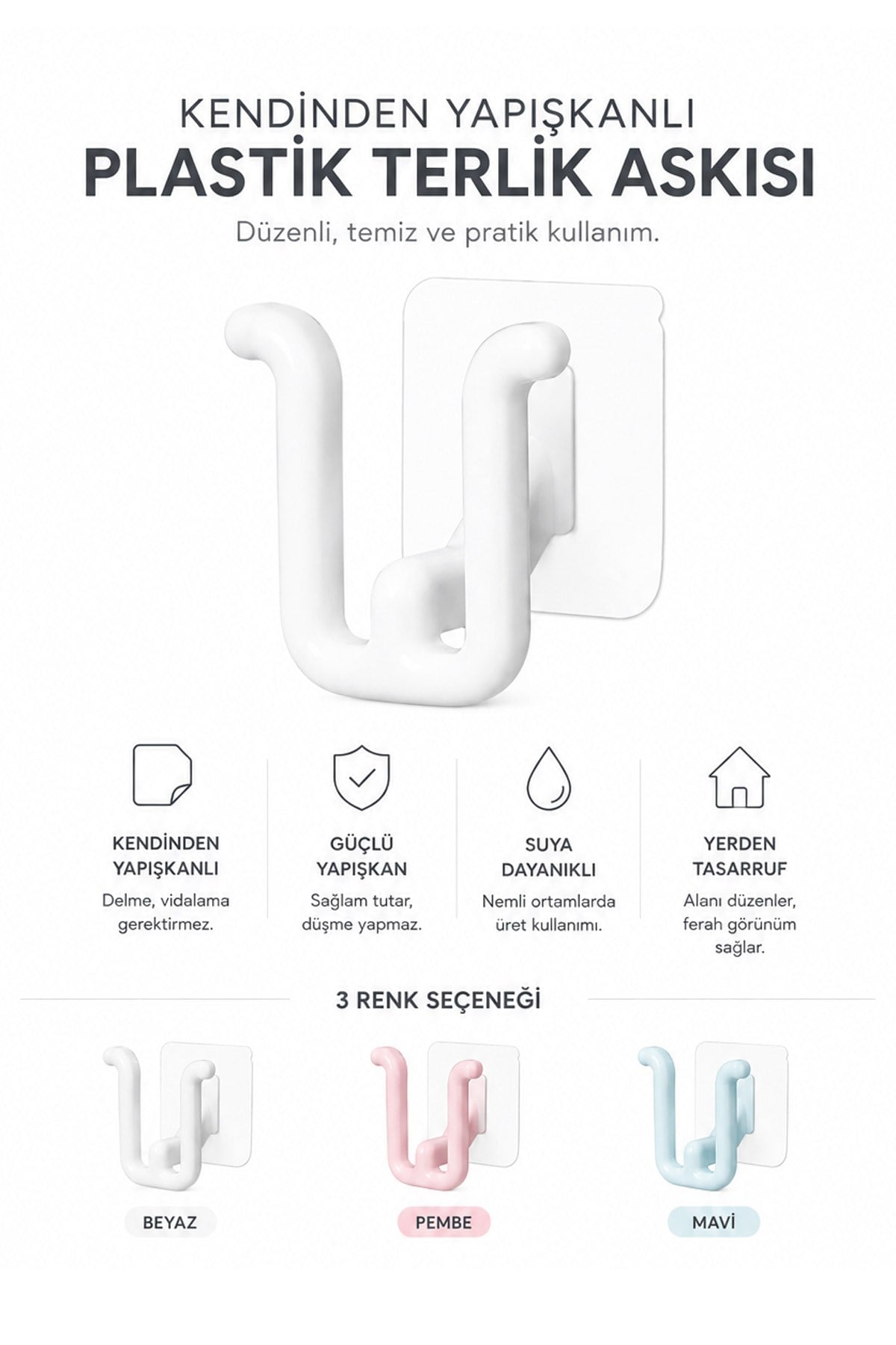 Yapışkanlı Terlik Askılığı Duvar Tipi Ayakkabı Organizeri Banyo Kapı Arkası Düzenleyici