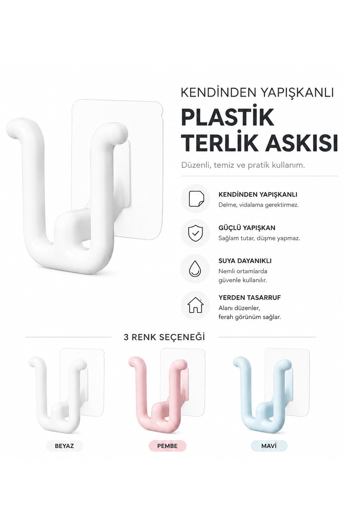 Yapışkanlı Terlik Askılığı Duvar Tipi Ayakkabı Organizeri Banyo Kapı Arkası Düzenleyici