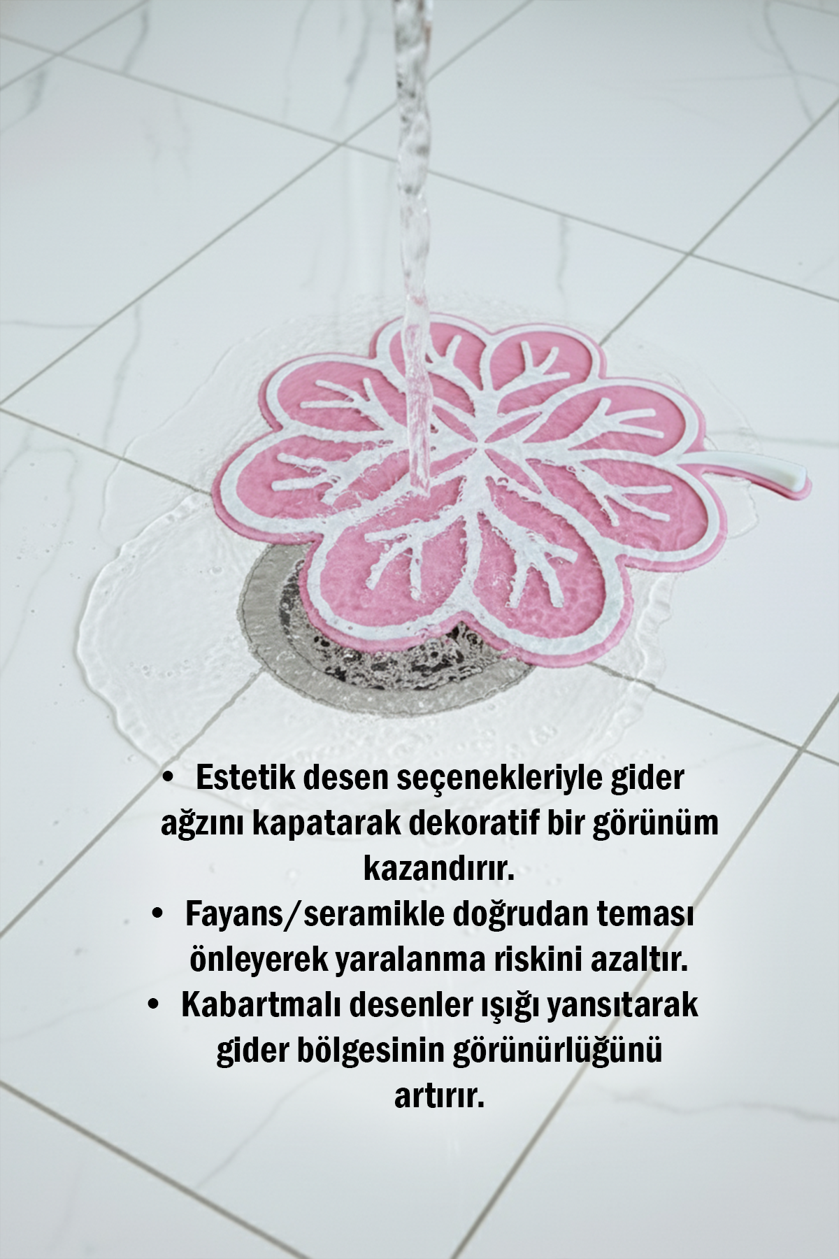 Yaprak Model Gider Koku Önleyici Silikon Mat – Banyo Mutfak Balkon Lavabo Gider Kapağı 16x16cm