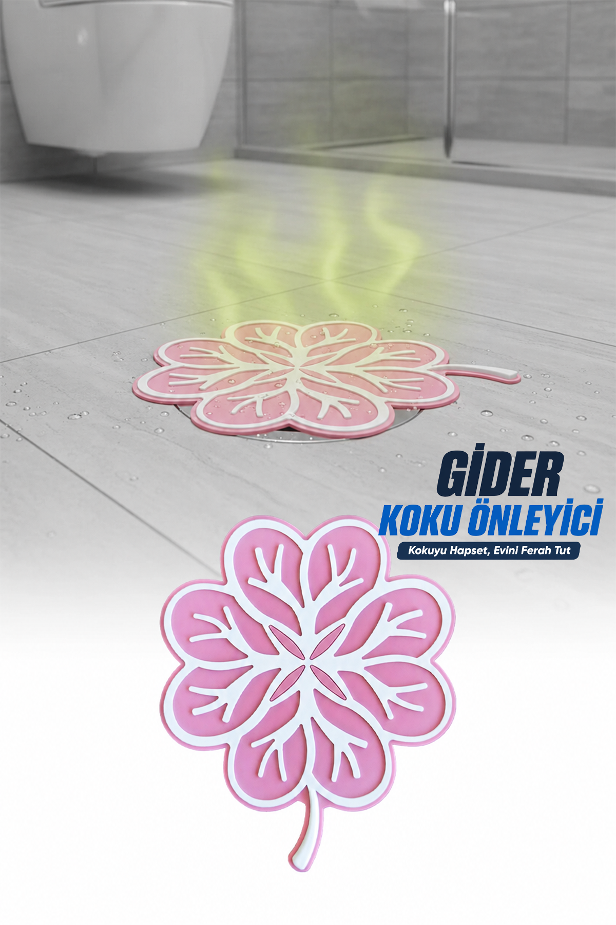 Yaprak Model Gider Koku Önleyici Silikon Mat – Banyo Mutfak Balkon Lavabo Gider Kapağı 16x16cm