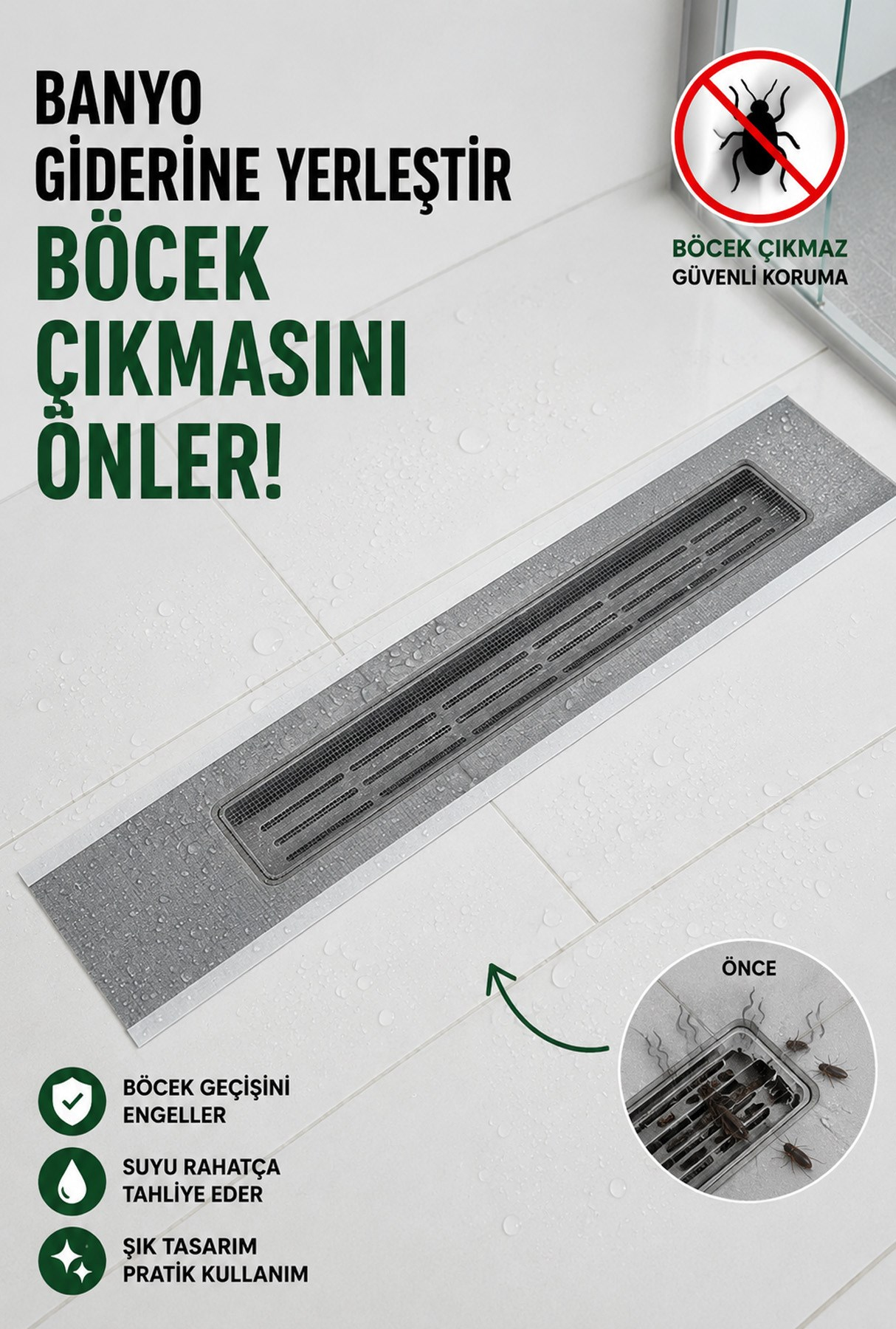 Yeni Nesil Kendinden Yapışkanlı Gider Filtresi Rulosu Saç Yakalayıcı Duş Lavabo Süzgeci 4 Metre
